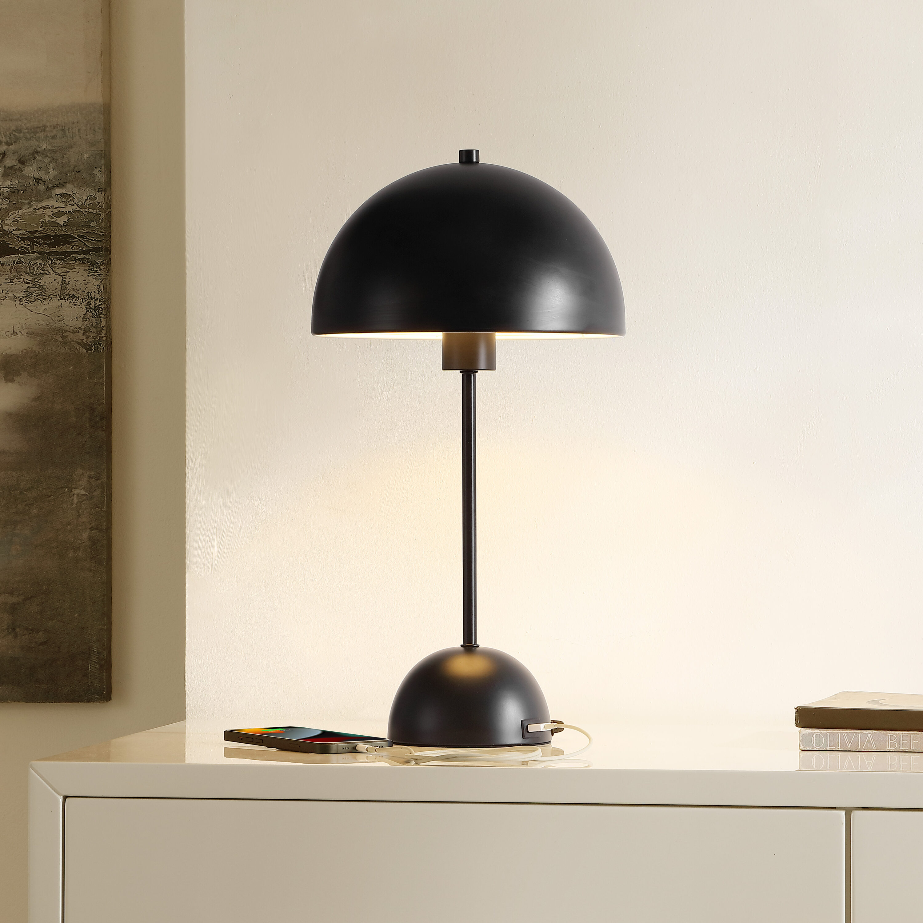 Safavieh TBL4509A-U Table Lamps 17.75-in Black LED Incandescent Rotary socket Table Lamp with Metal Shade