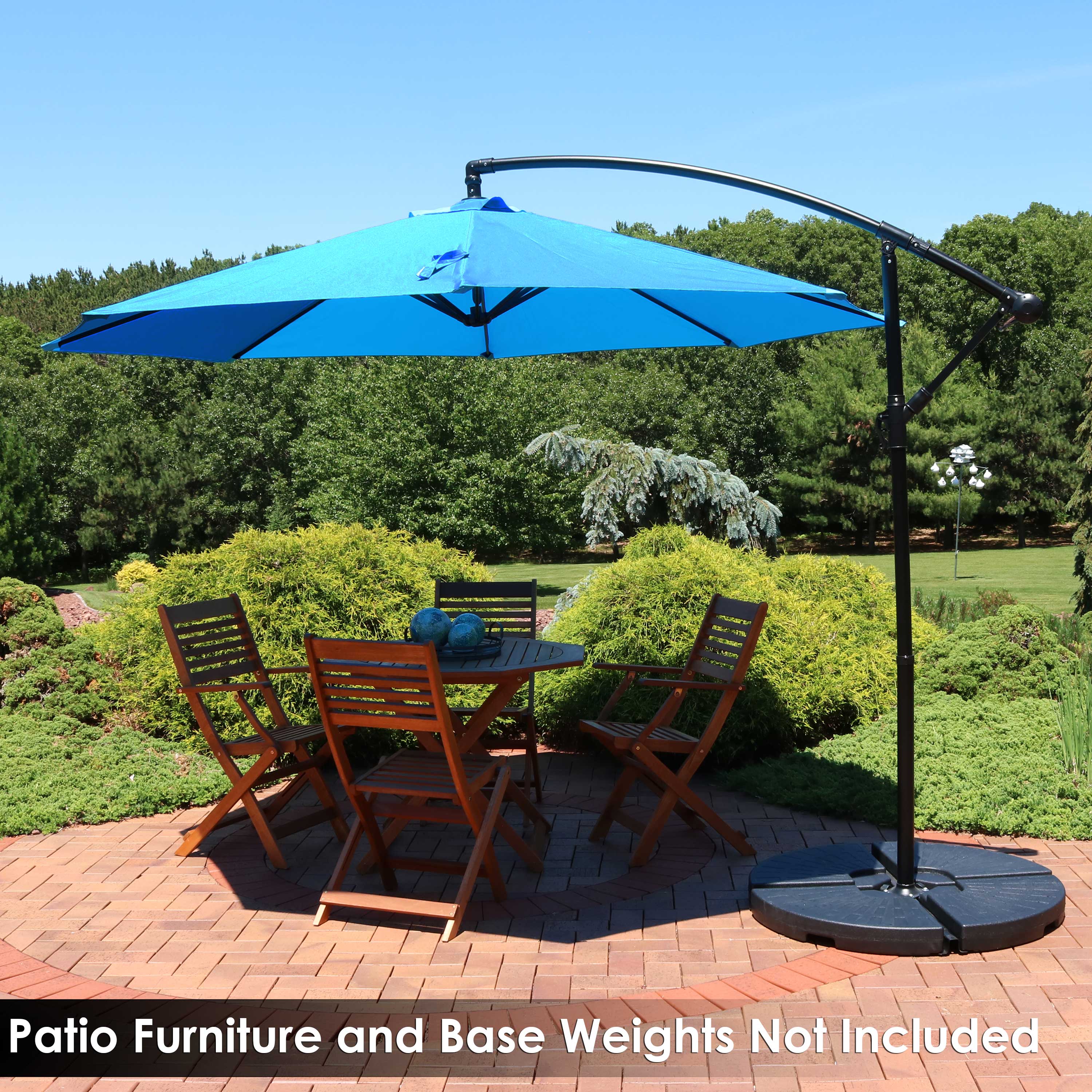 Sunnydaze Decor RUL-987 9.6-ft Steel Blue Offset Patio Umbrella with Lights