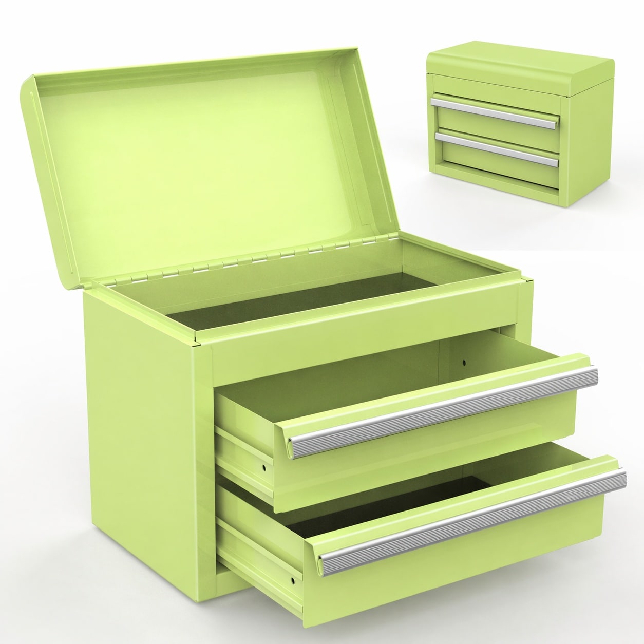 UUDULY - Mini Metal Tool Box with Two Drawers and Top Storage Small Tool Chest with PVC Liners M...