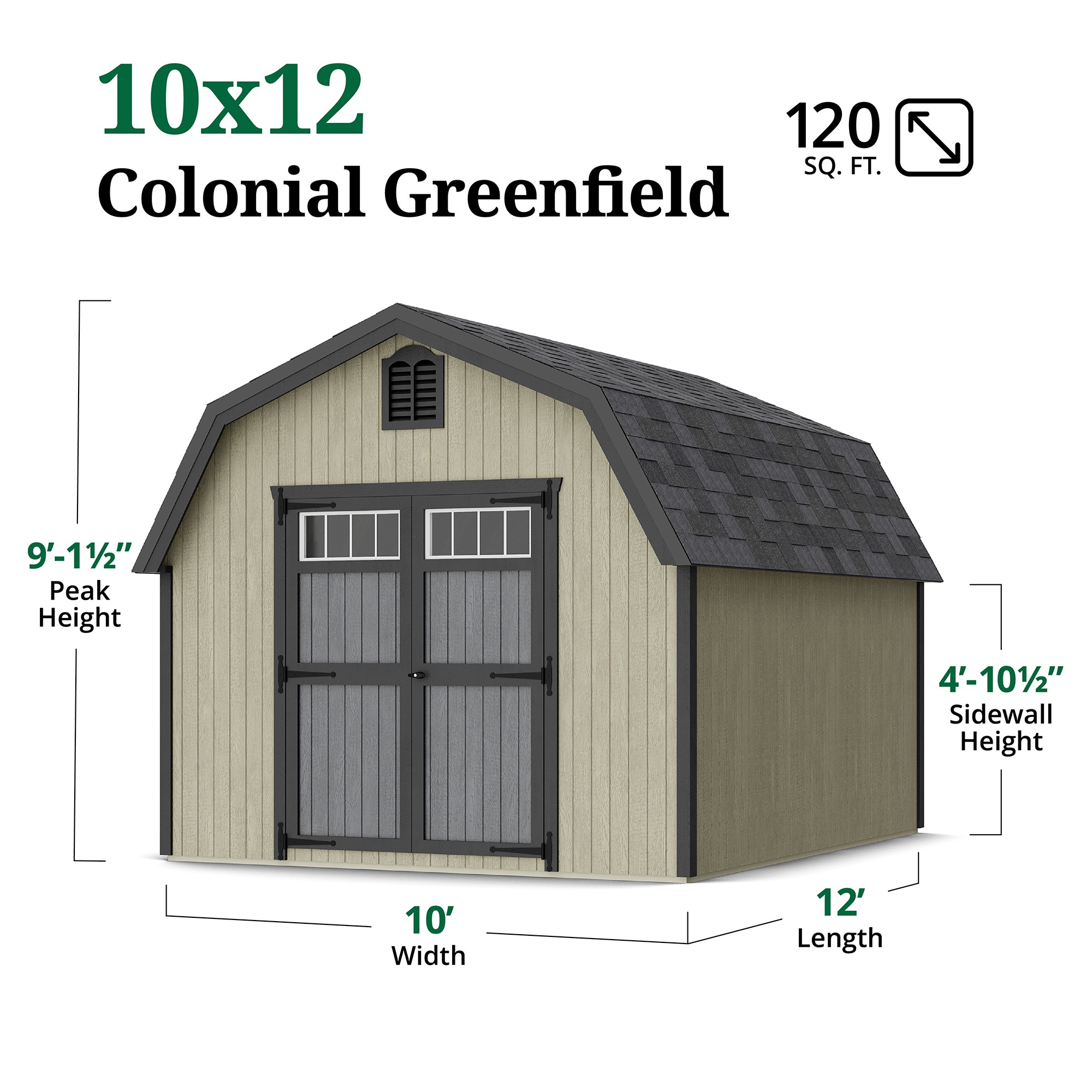 Little Cottage Co 10X12 GCGS-PC Wood-Storage-Buildings - View #3