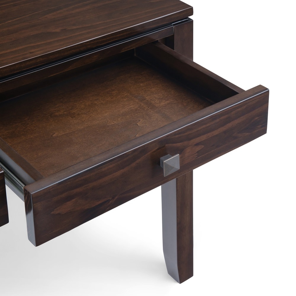 Mahogany Brown Solid Wood Console Table with Storage