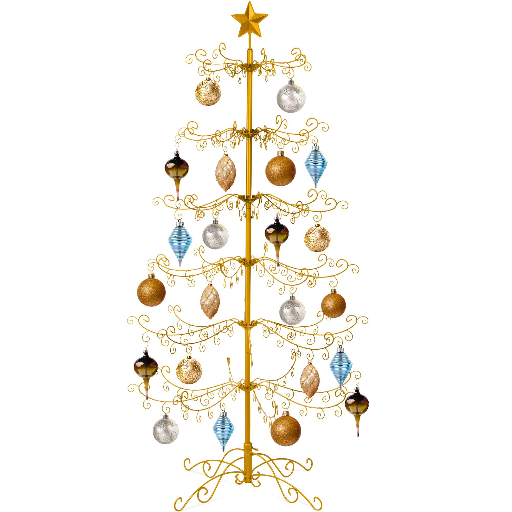 Best Choice Products SKY5990 6ft Wrought Iron Ornament Display Christmas Tree w/ Easy Assembly Stand - Gold