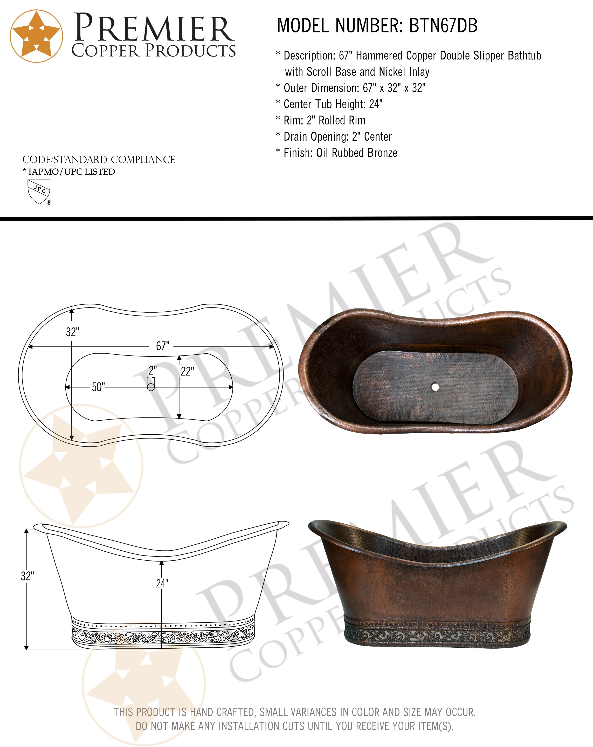 PREMIER COPPER PRODUCTS BTN67DB bathtubs - View #9