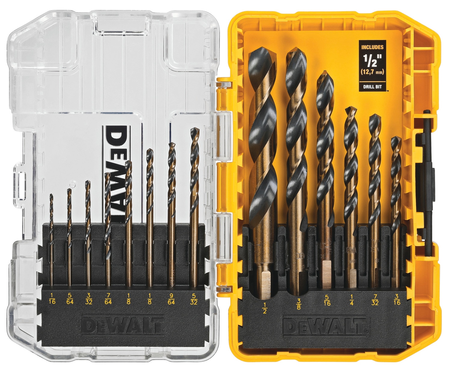 DEWALT 14-Piece Assorted Black and Gold Coated HSS Jobber Length Twist Drill  Bit Set in the Twist Drill Bits department at