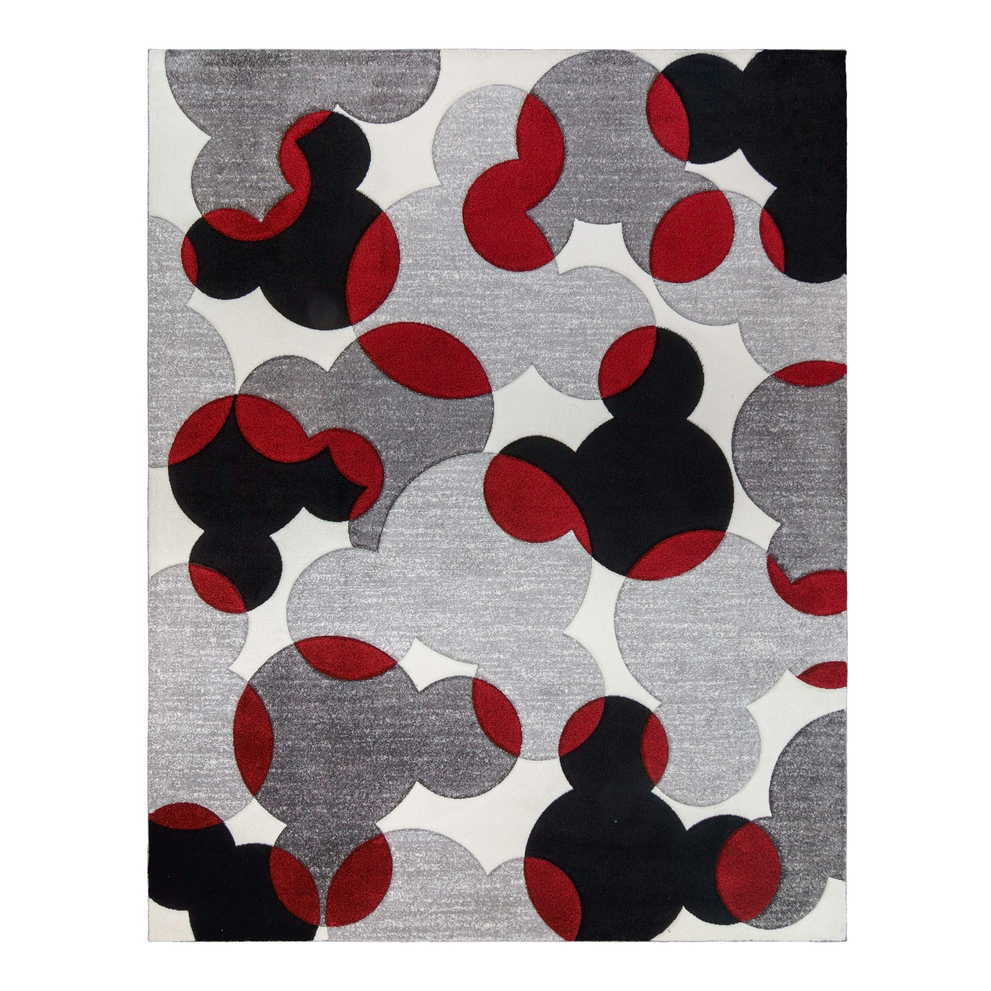 Mickey Mouse Red and White 5' x 7' Kids Area Rug