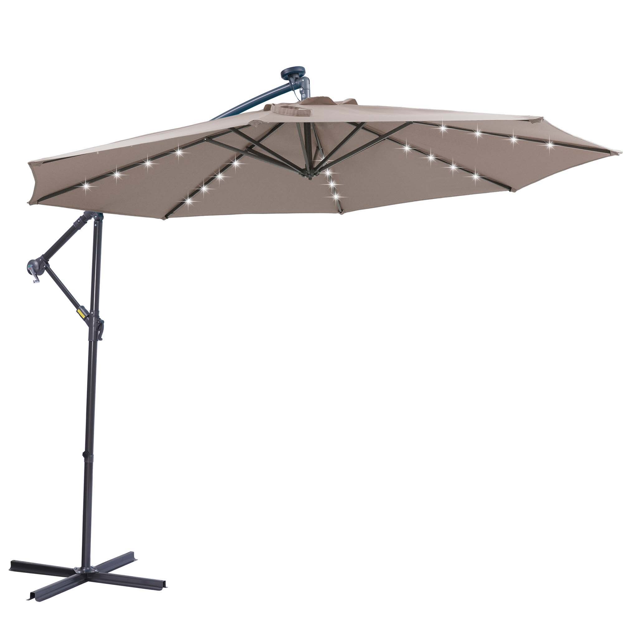 CASAINC BY-W41923960 10-ft Solar Powered Crank Cantilever Patio Umbrella
