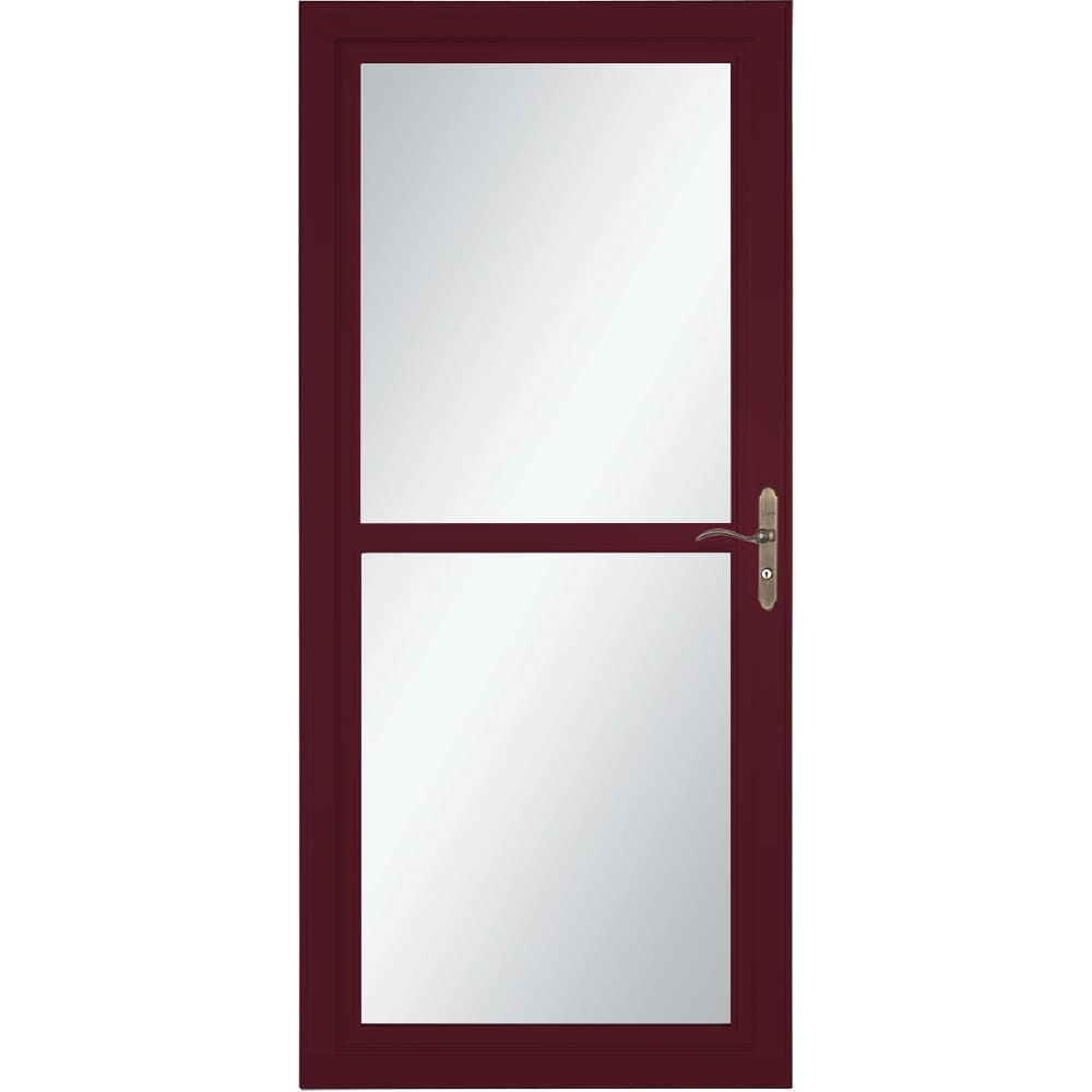 LARSON 1460410120 Tradewinds Selection 32-in x 81-in Cranberry Full-view Retractable Screen Aluminum Storm Door with Antique Brass Handle