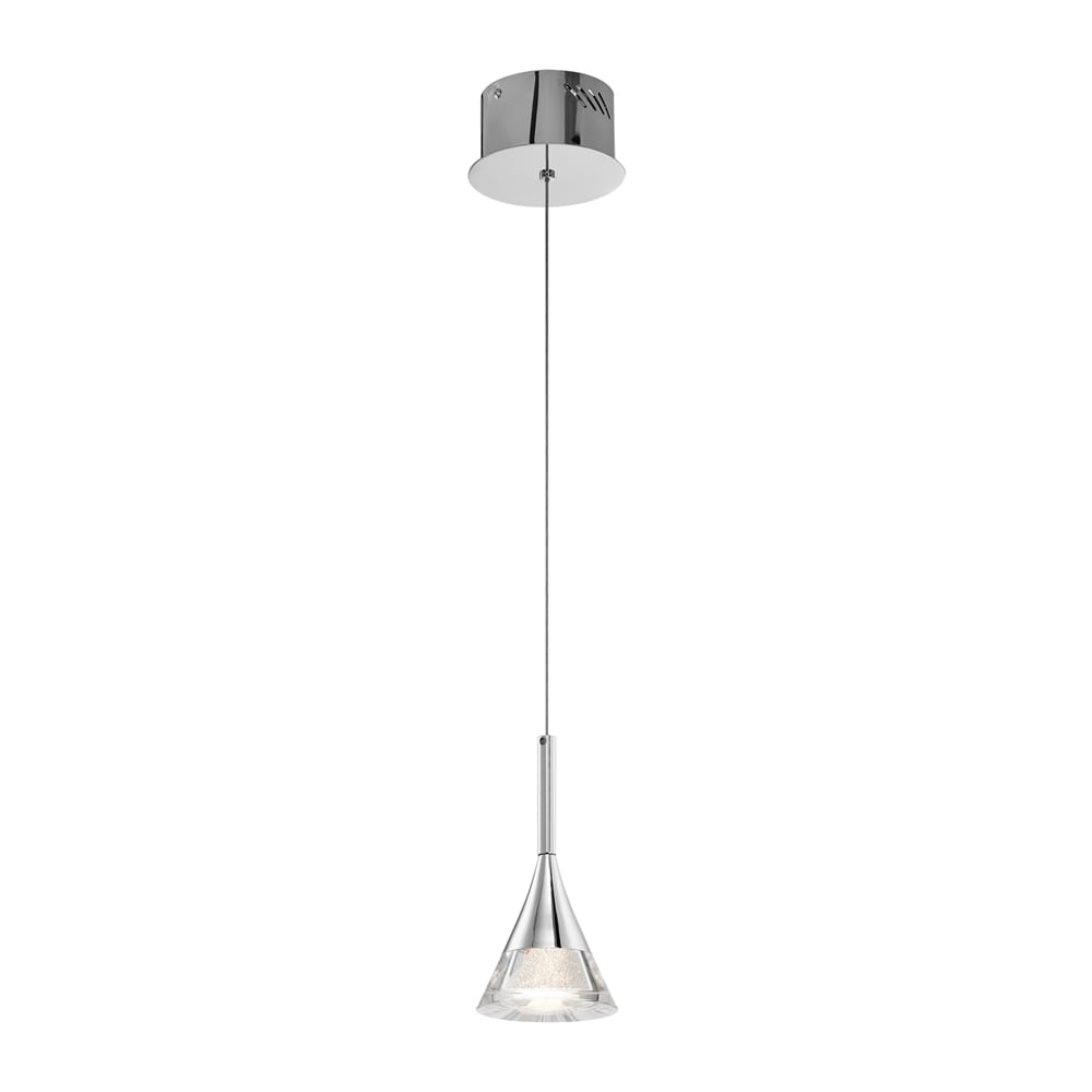 elan 83721 Kabru 1 -Light Chrome Modern/contemporary Clear glass Bell Integrated LED Mini Hanging Pendant light
