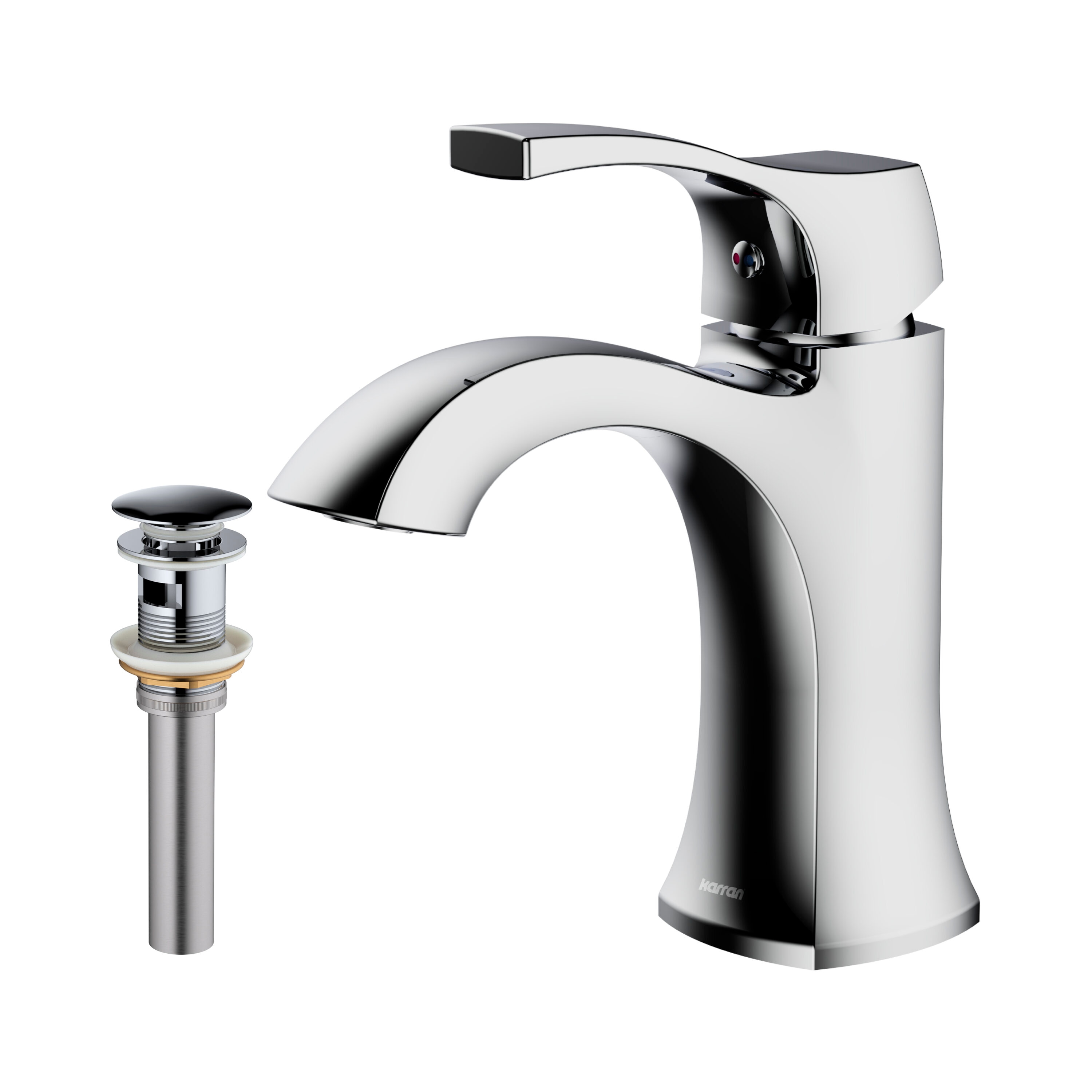 Karran KBF520C Randburg Chrome Single hole 1-handle WaterSense Low-arc Residential Handle Bathroom Sink Faucet with Drain