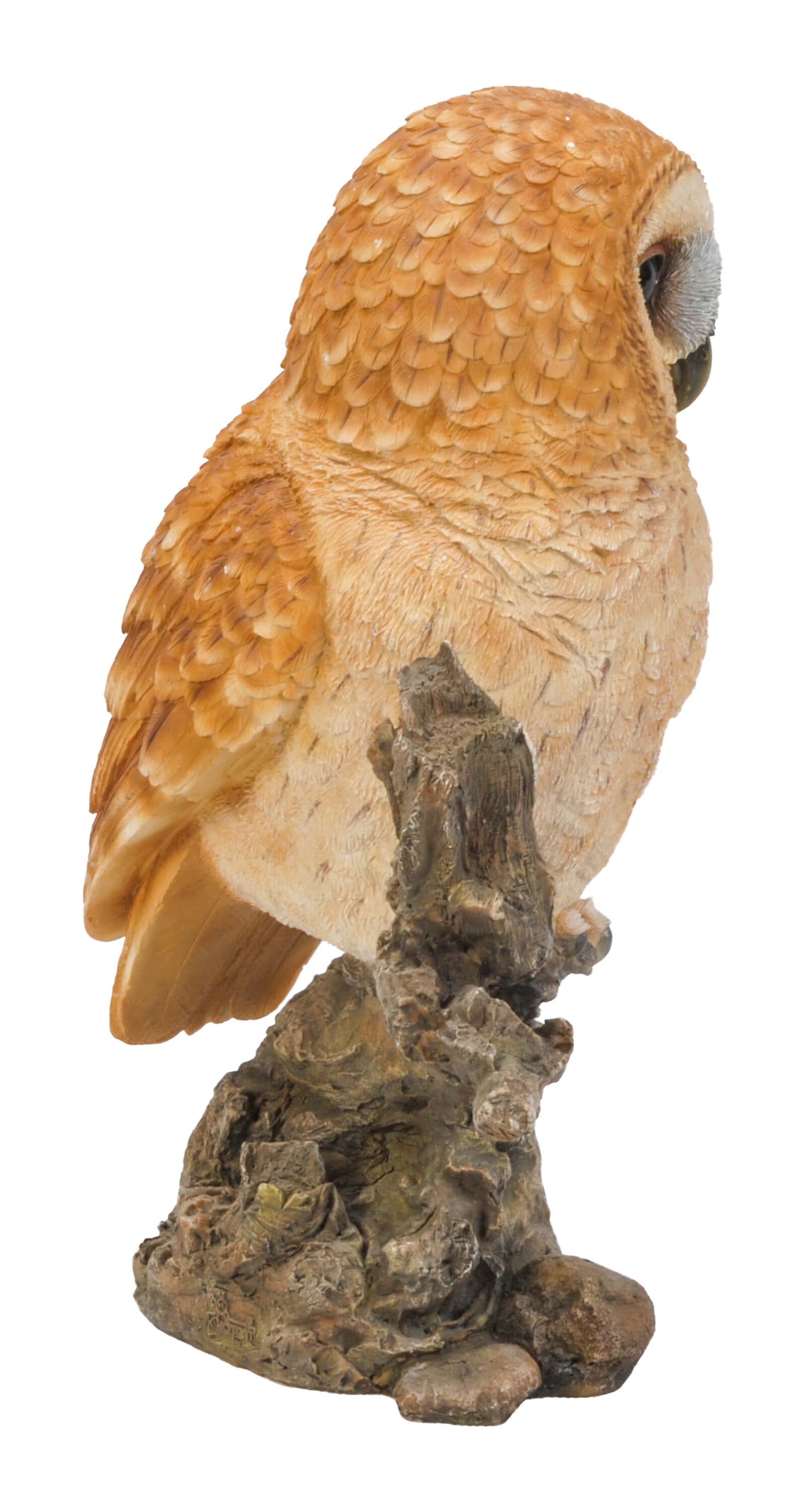 Beige and Brown Polyresin Owl on Stump Statue