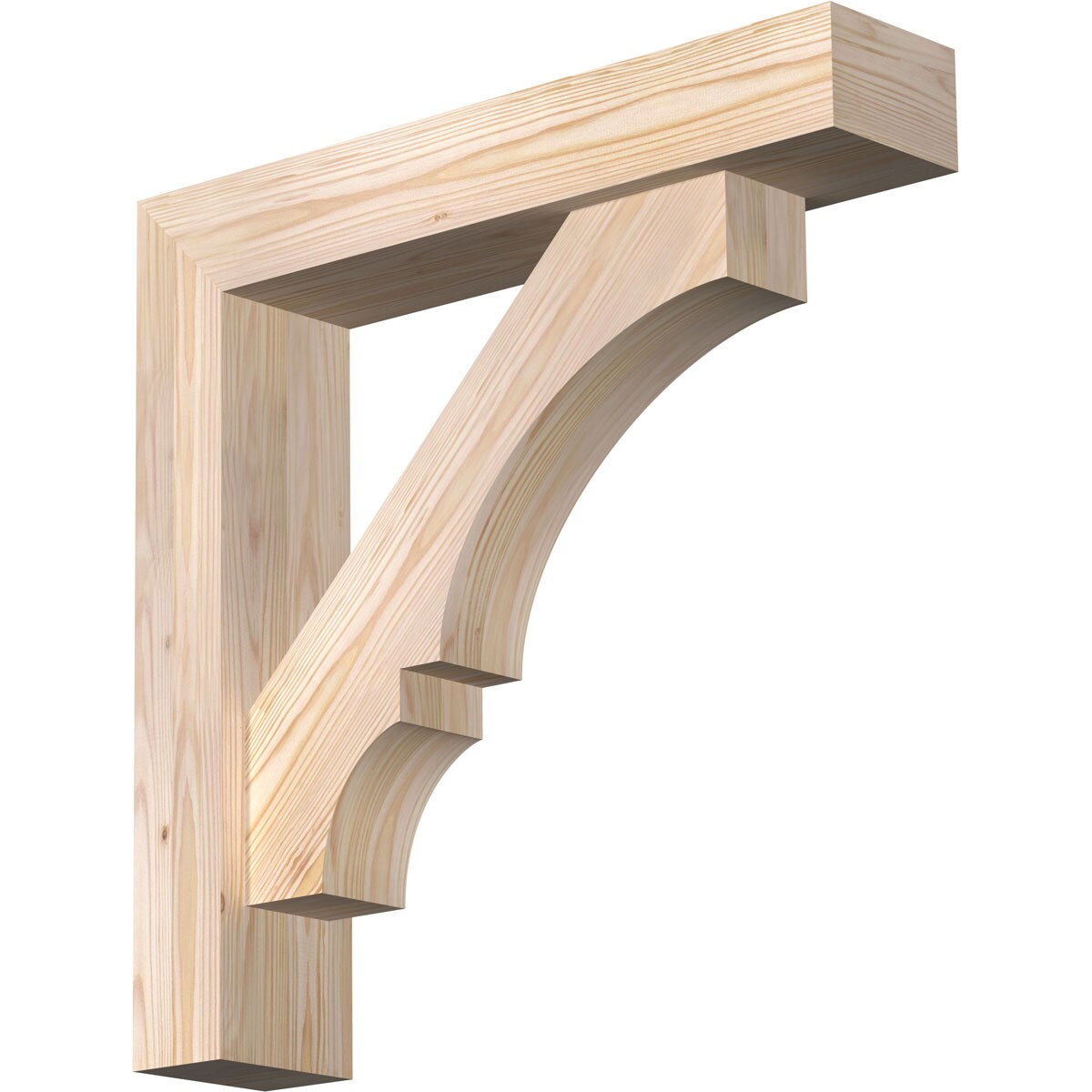 Ekena Millwork 1462149 Balboa Block Smooth Bracket with Offset Brace Douglas Fir Wood Standard Bracket