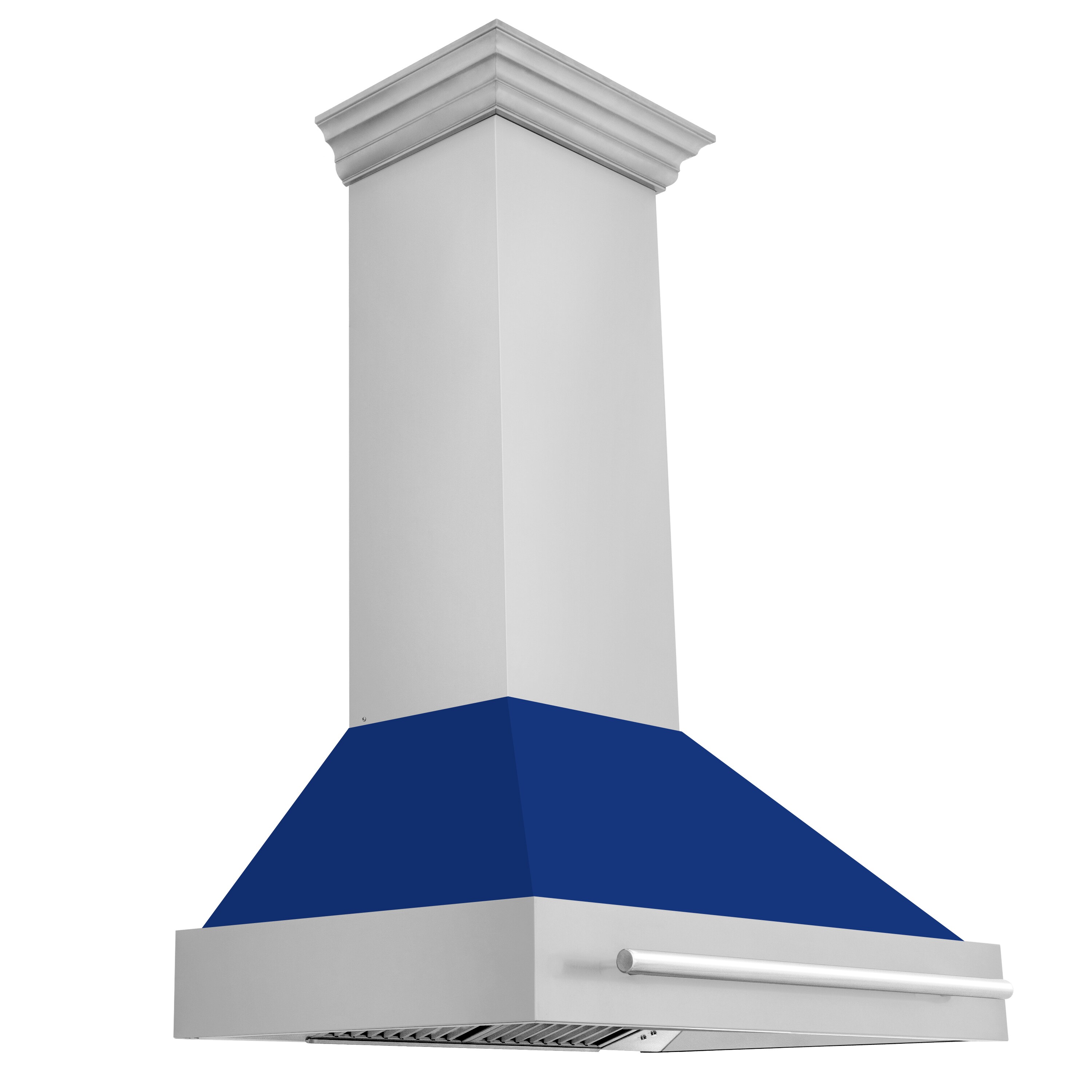ZLINE KITCHEN & BATH 8654STX-BG-36 36 inch Ducted 400-CFM Stainless Steel with Blue Gloss Shell and Stainless Steel Handle Wall-Mounted Range Hood