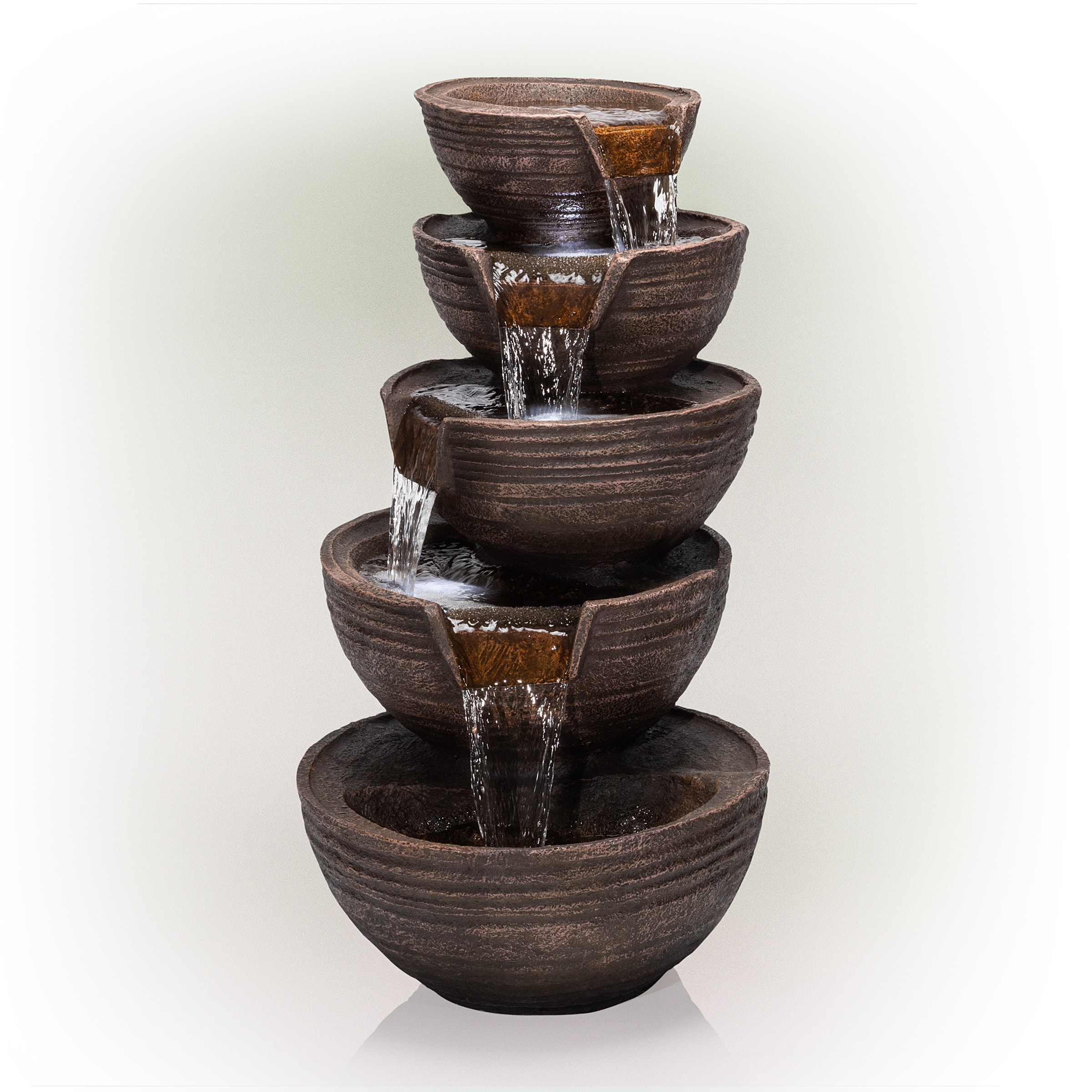 Alpine Corporation 34-in H Resin Tiered Fountain Outdoor Fountain Pump ...