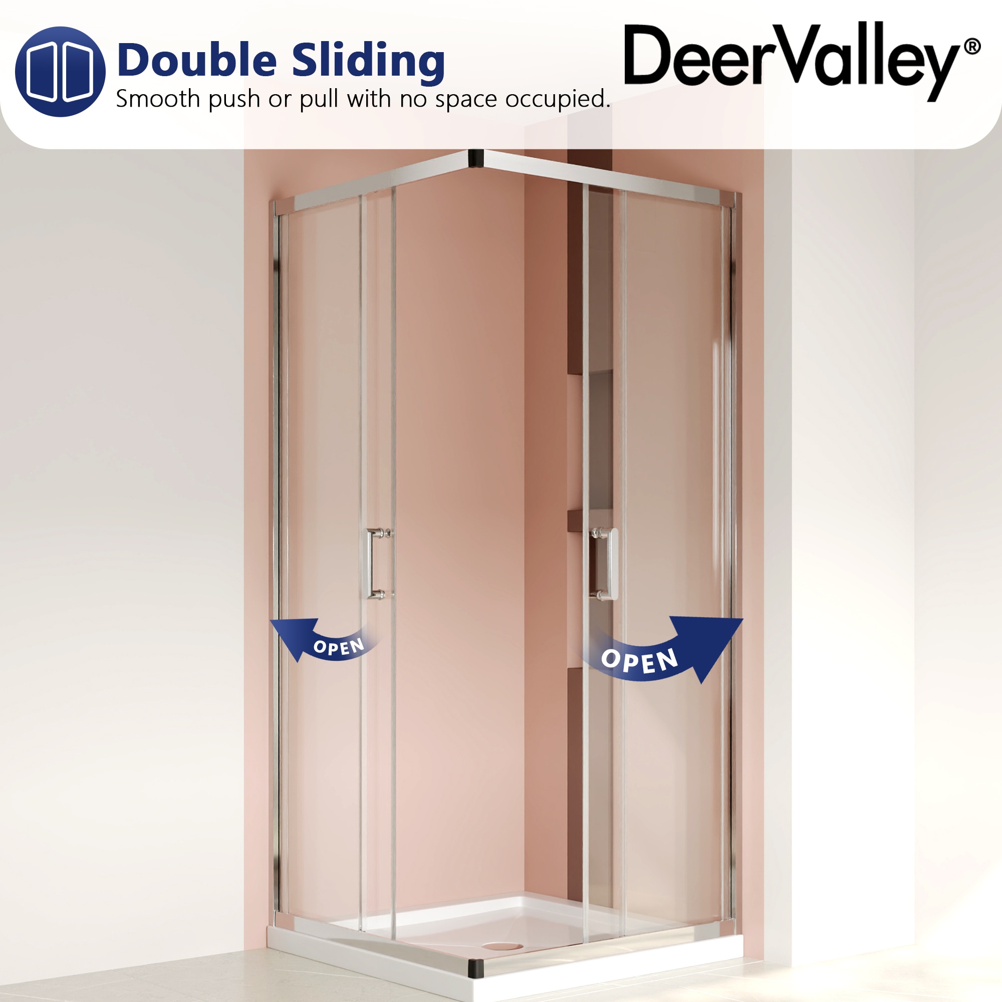 36"W x 36"D x 72"H Framed Square Tempered Glass Shower Enclosure