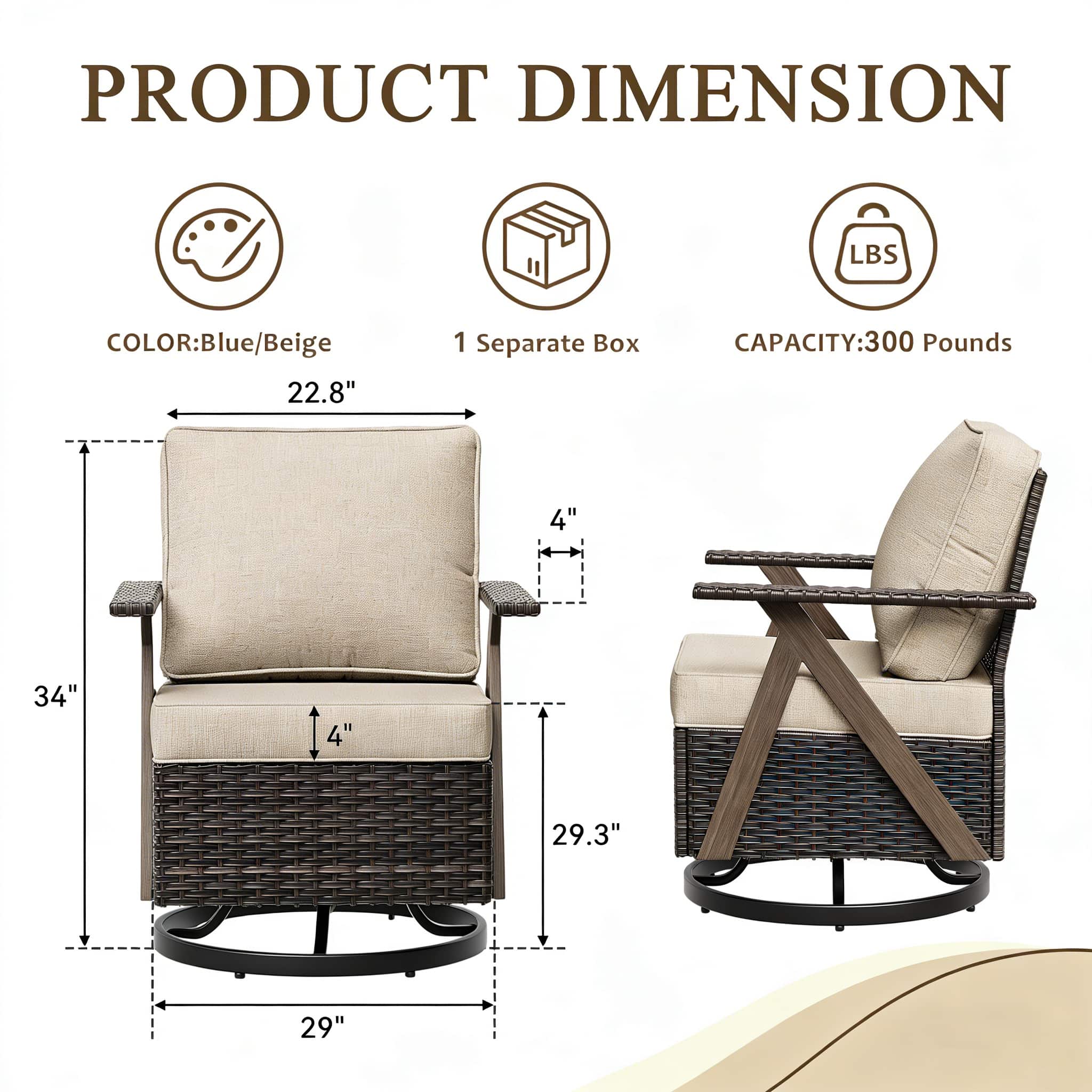 Bestier USLOW-O400519CC-OWHT Patio-Conversation-Sets - View #7