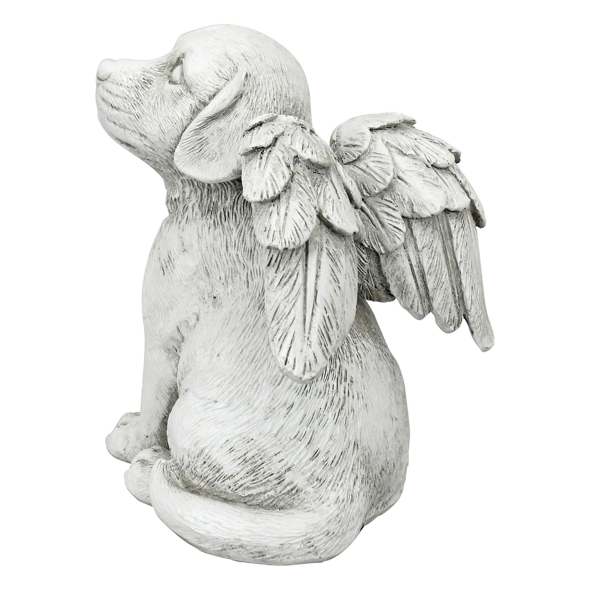 Medium Gray Resin Memorial Dog Statue with Angel Wings