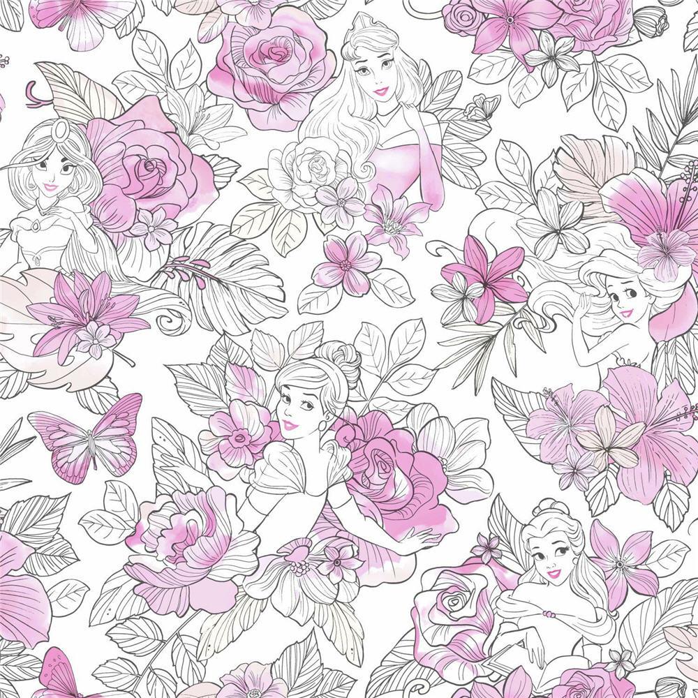 York Wallcoverings DI0965 Disney Kids Vol. 4 56-sq ft Magenta Non-woven Floral Unpasted Wallpaper
