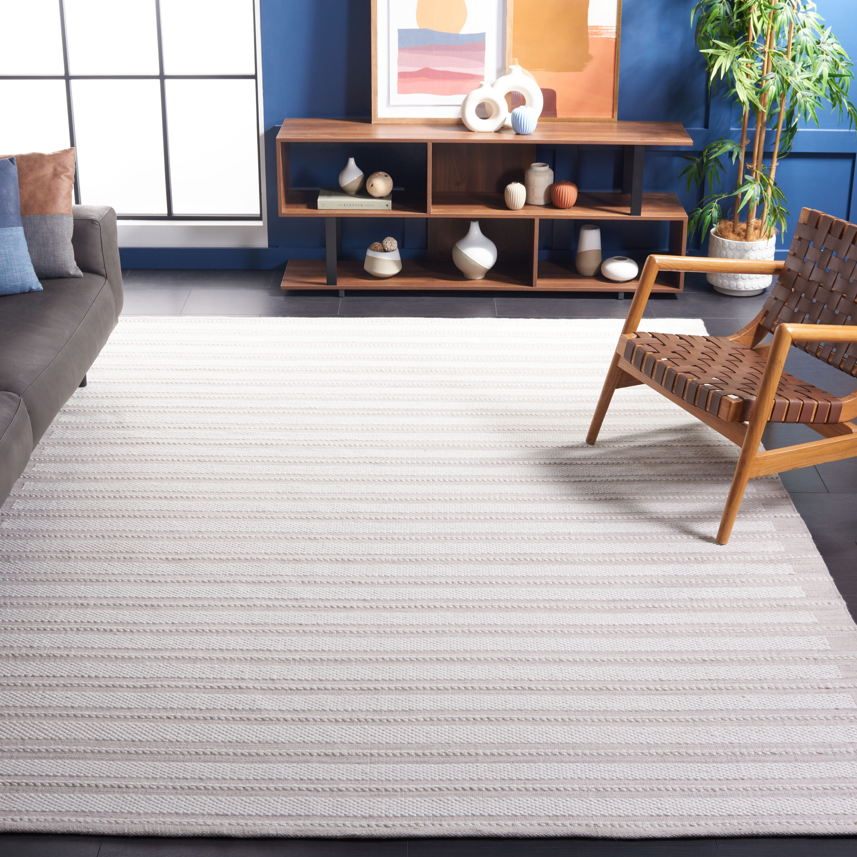  Kilim 441 Gray/Ivory Contemporary 8Ft x 10Ft Large Rectangle Rug