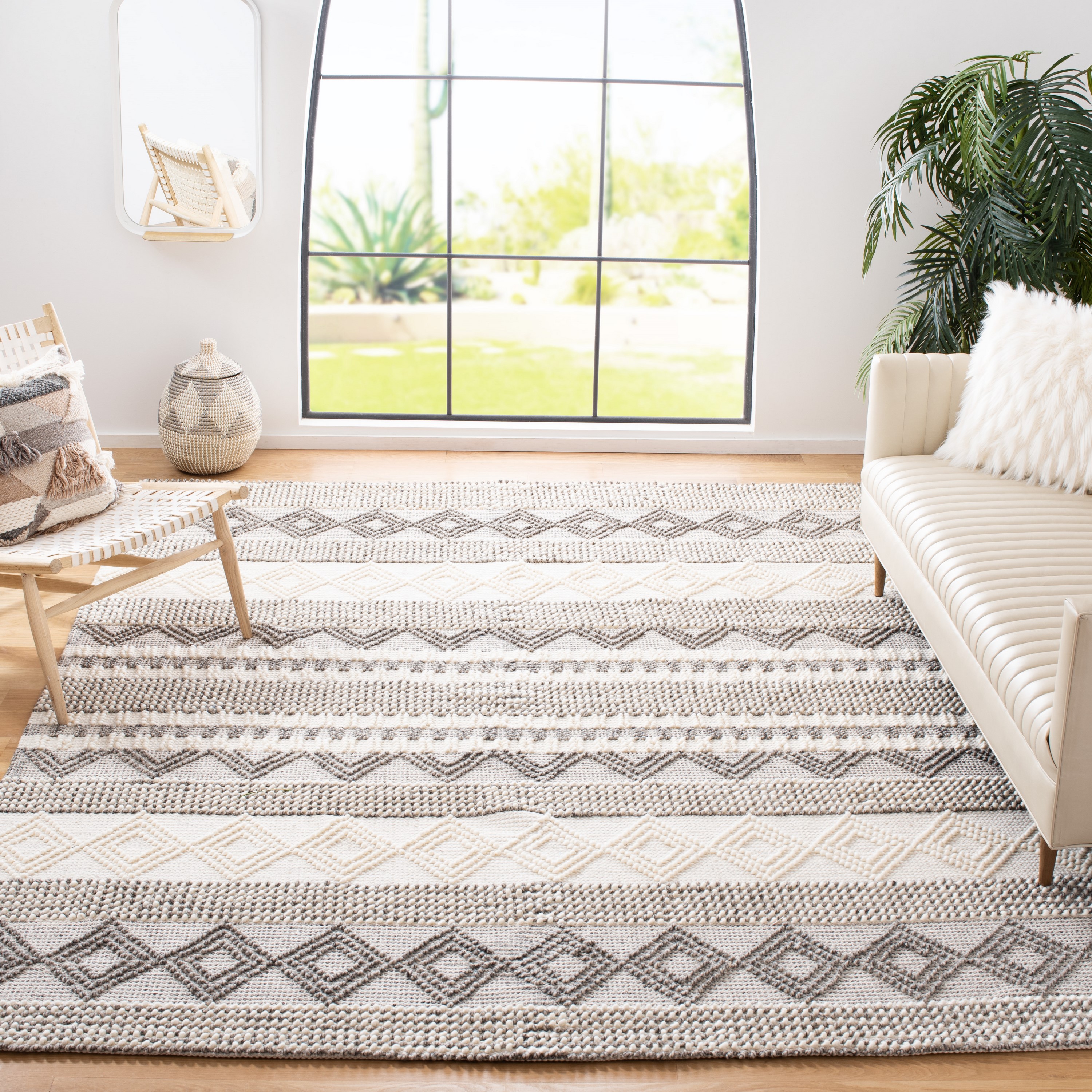 Safavieh NAT102A-8 Natura Kenai 8 x 10 (ft) Wool Gray/Ivory Rectangular Indoor Abstract Coastal Area rug