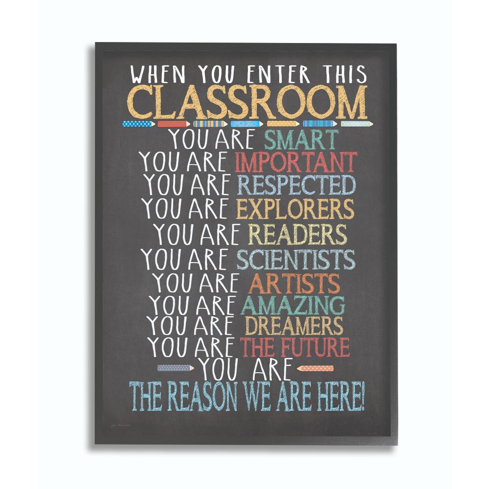 Stupell Industries Classroom Rules Rainbow Chalk Jo Moulton Framed 20 ...