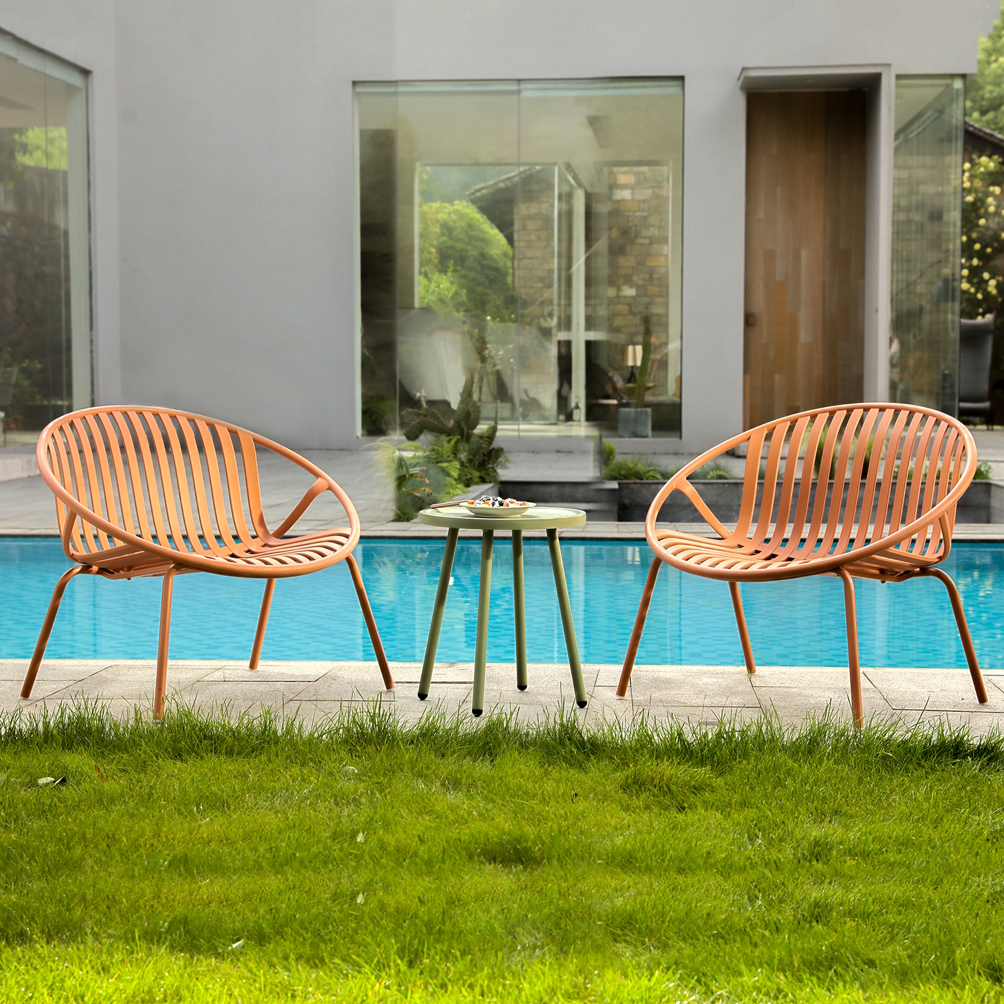 Werph PEC3C 3-Piece Patio Conversation Set with Orange