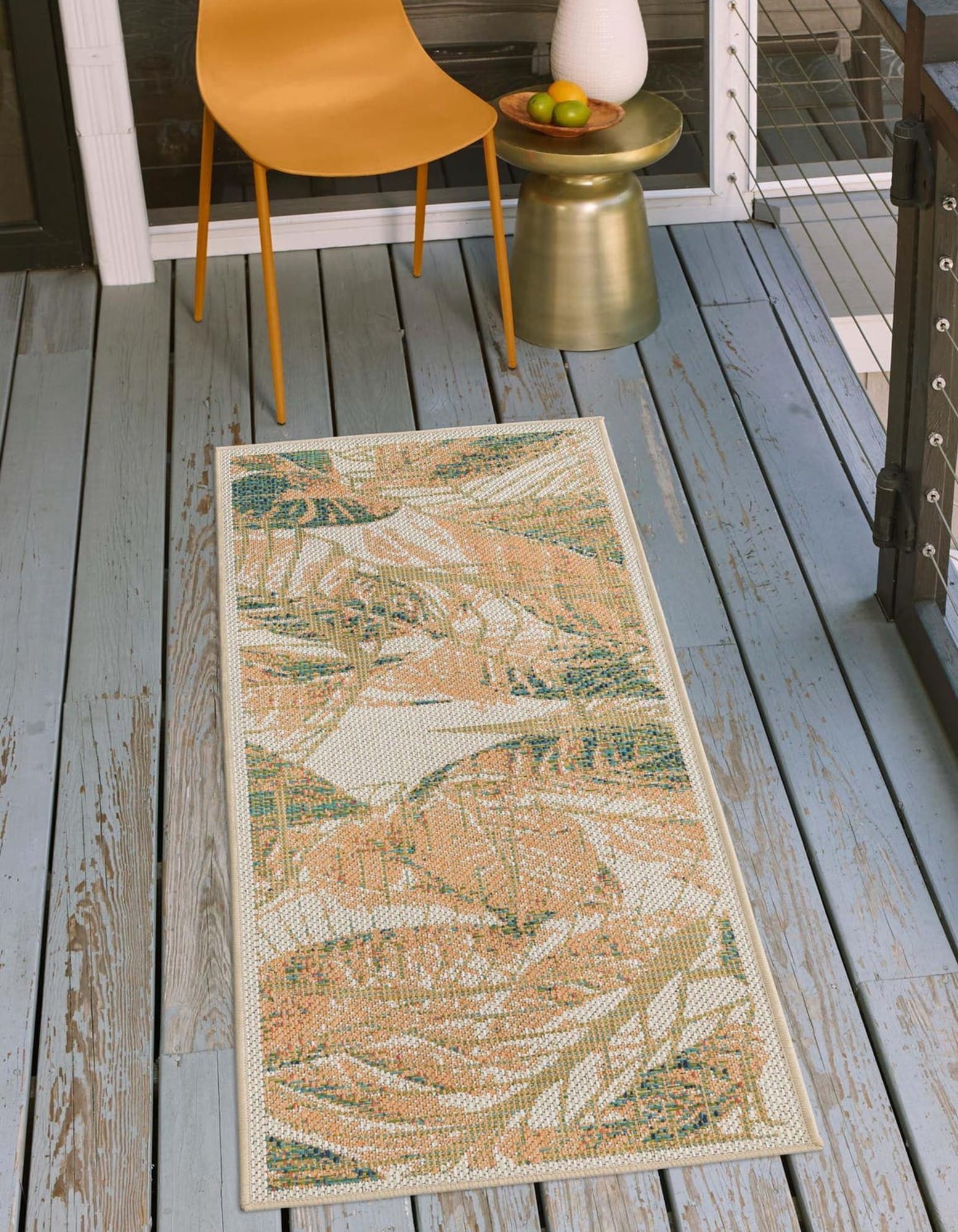 Unique Loom 3177103 Balandra Baja Outdoor 2 x 4 (ft) Loomed Polypropylene Ivory Rectangular Indoor/Outdoor Floral/Botanical Coastal Runner rug