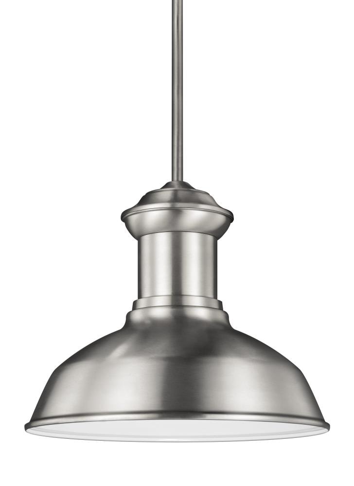 Generation Lighting 6247701-04 Fredricksburg 1 -Light Satin Aluminum Traditional Dome Medium Outdoor Hanging Pendant light