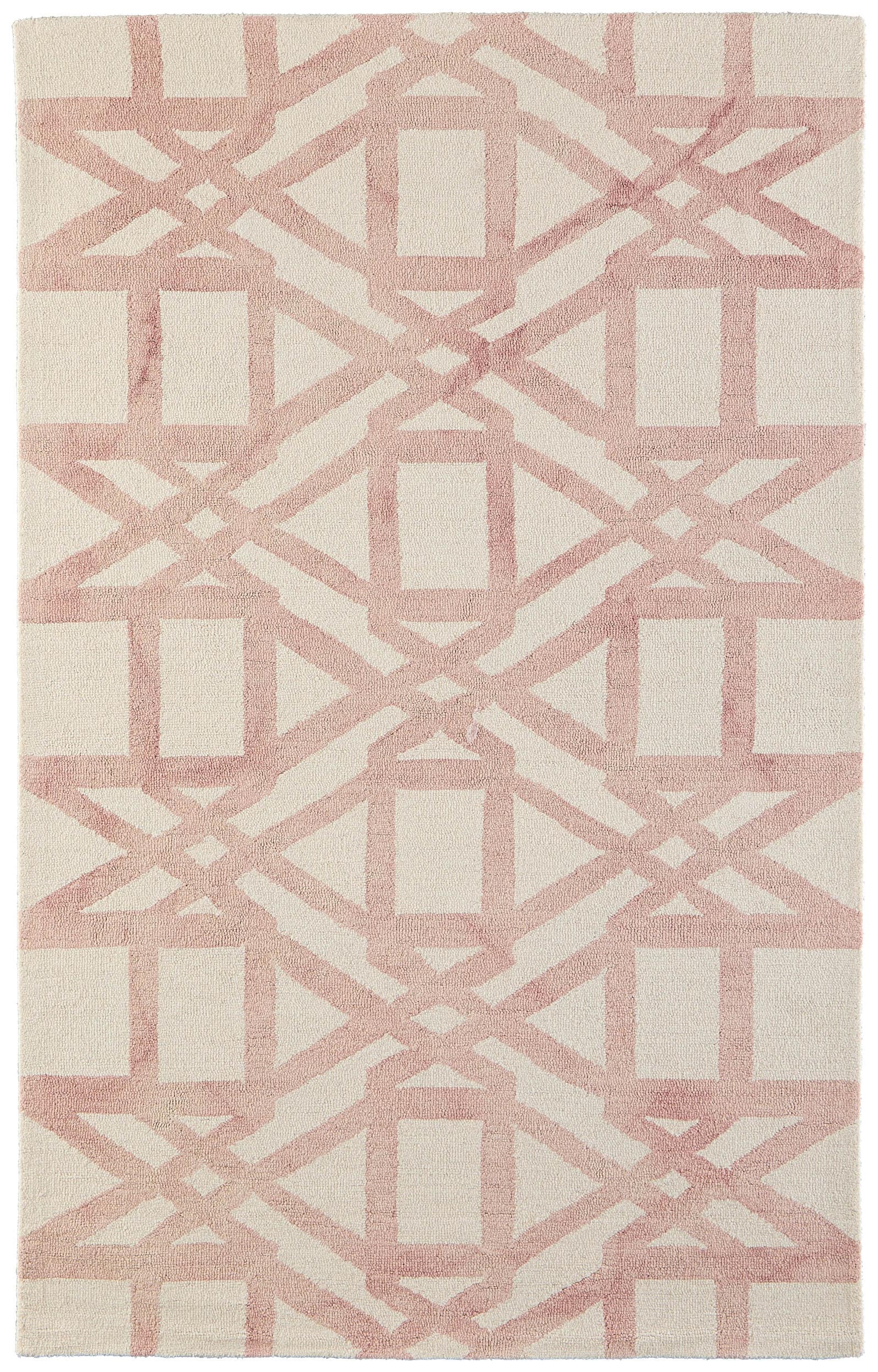 Artisanal Ivory Geometric Wool 24" Rectangular Rug