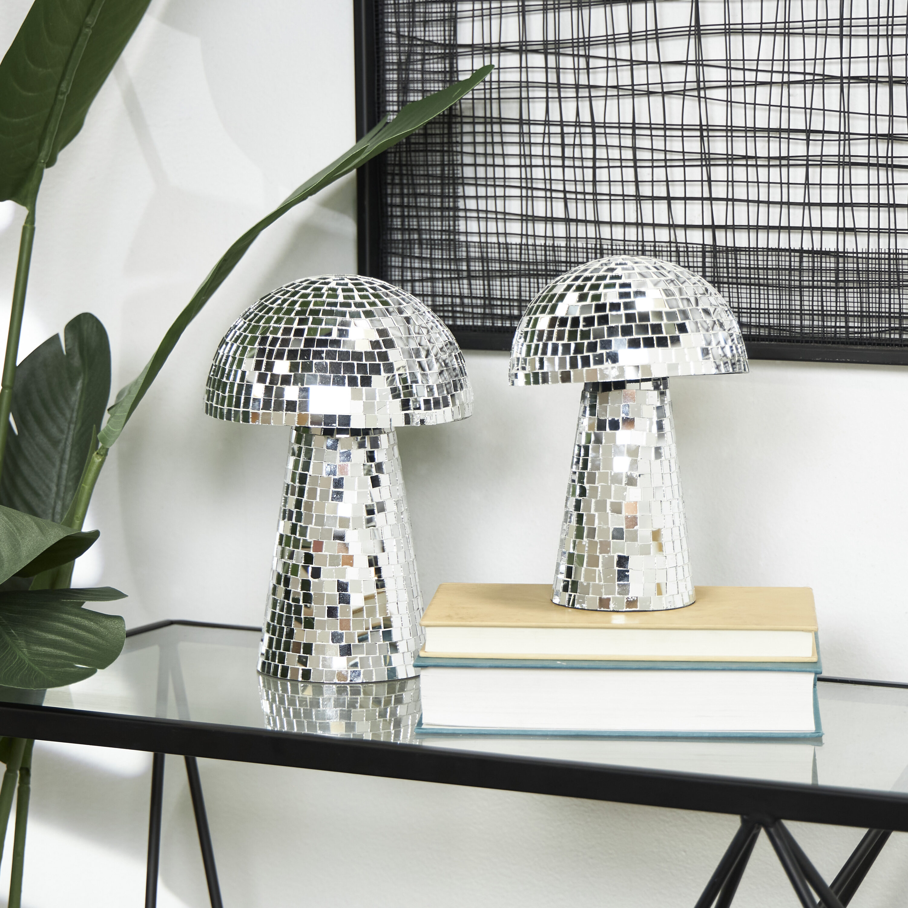 Grayson Lane 822068 2 -Pack Silver Glass Eclectic Sculpture