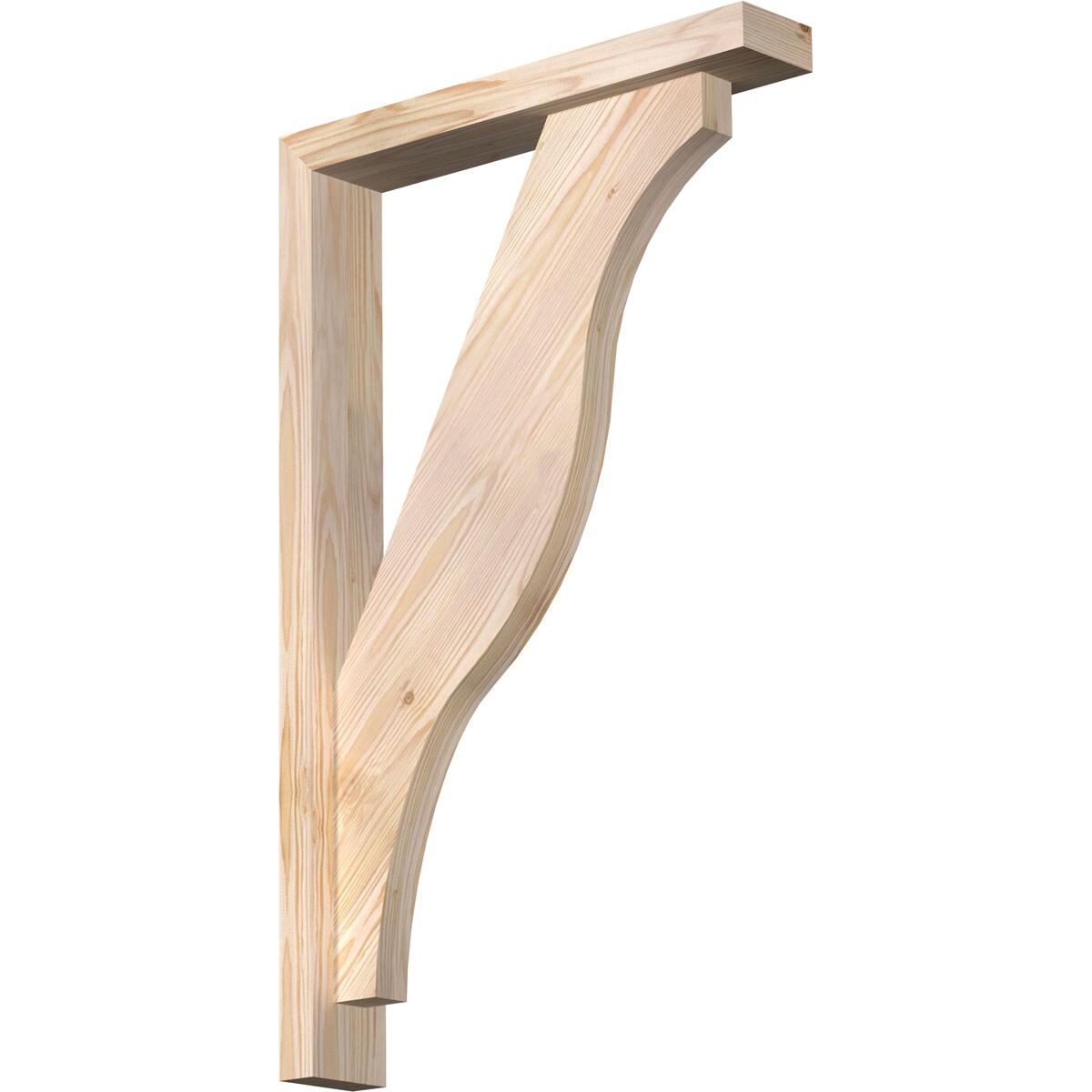 Ekena Millwork 1462519 Funston Block Smooth Bracket with Offset Brace 3-1/2-in x 20-in x 32-in Douglas fir Brown Wood Standard bracket