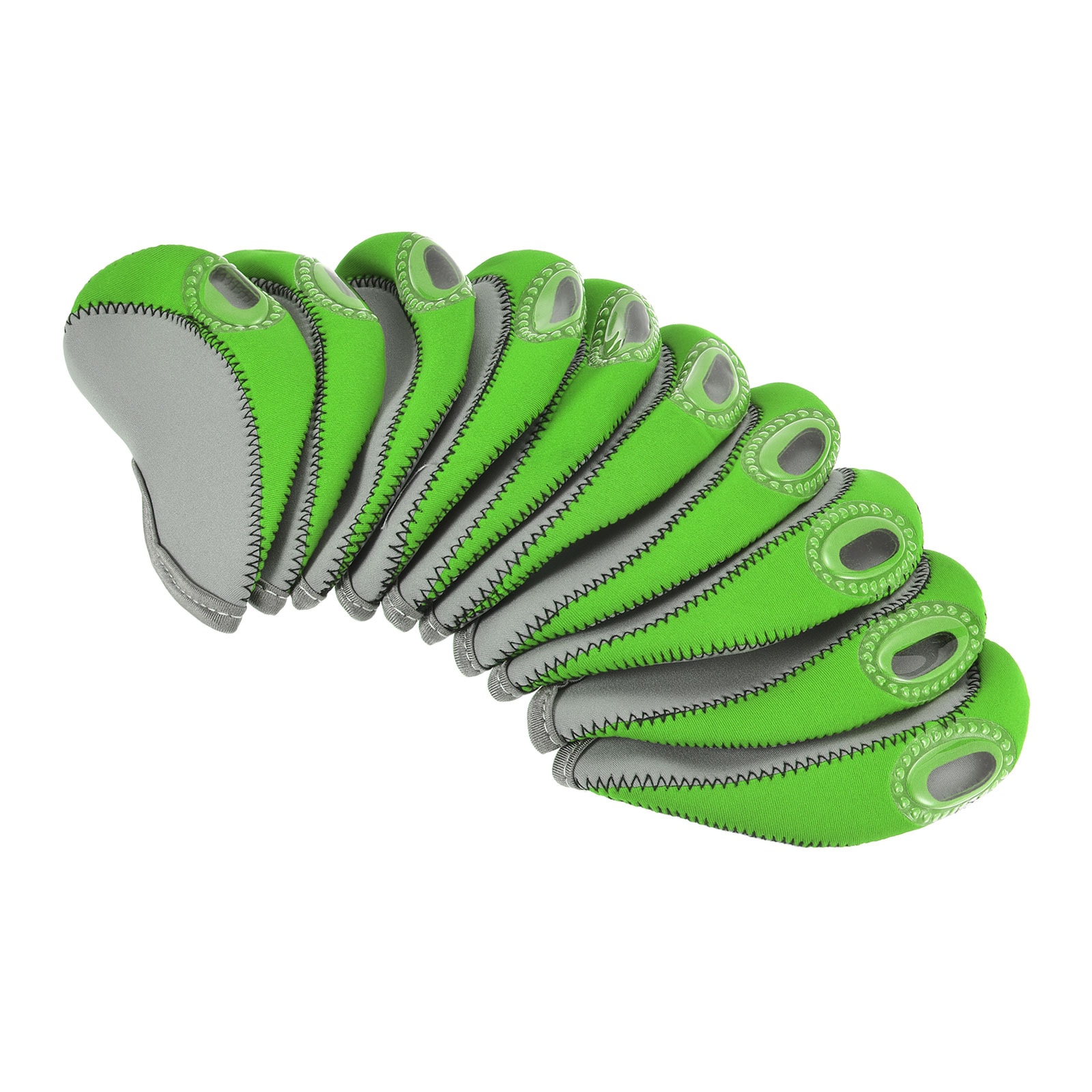 PATIKIL Golf Club Iron Head Covers 10pcs Visible Window Waterproof Protection Sleeve for Outdoor Sport Gray Green