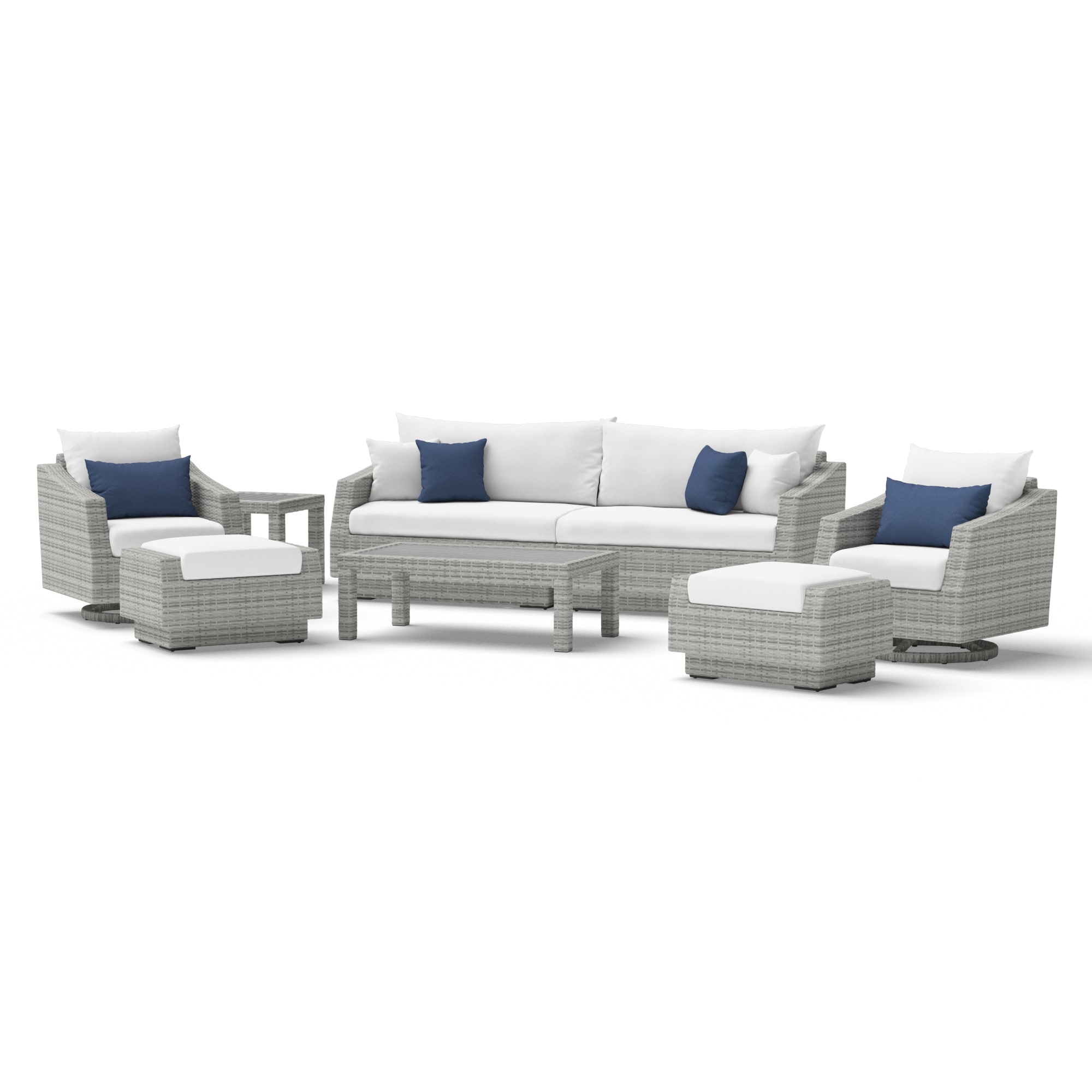 RST Brands OP-PESS8MT-CNS-BINK Cannes 8 -Piece Wicker Patio Sofa Conversation Set with Gray Sunbrella Cushions