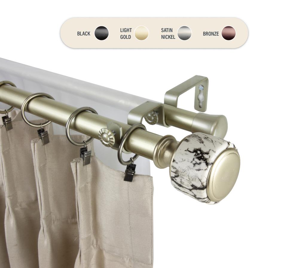 Hart & Harlow L100-52-483-D 1-in Chloe 48-in to 84-in Light gold Steel Double curtain rod with Finials