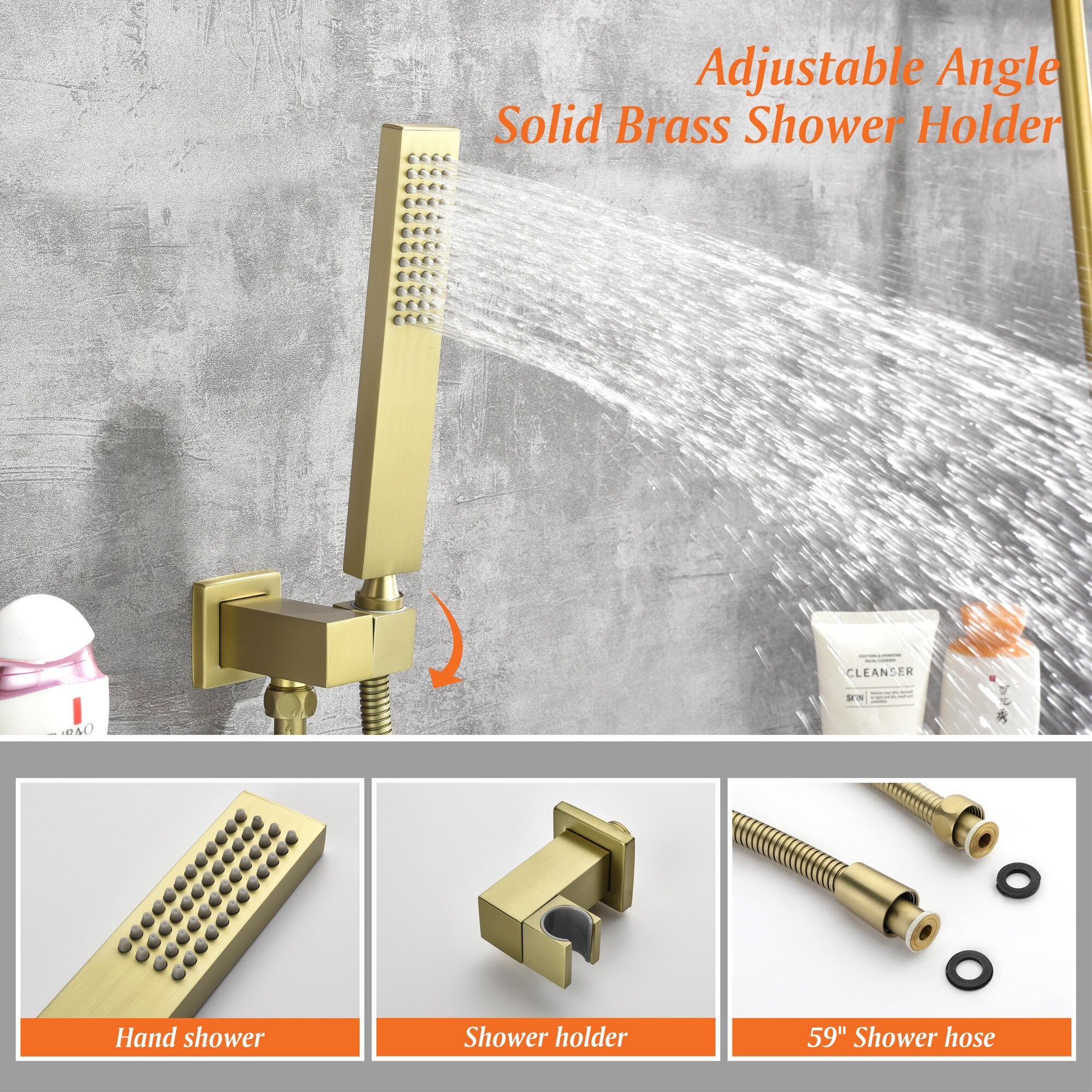 WELLFOR Brushed Gold 1-handle Wall-mount Waterfall Bathtub Faucet with ...