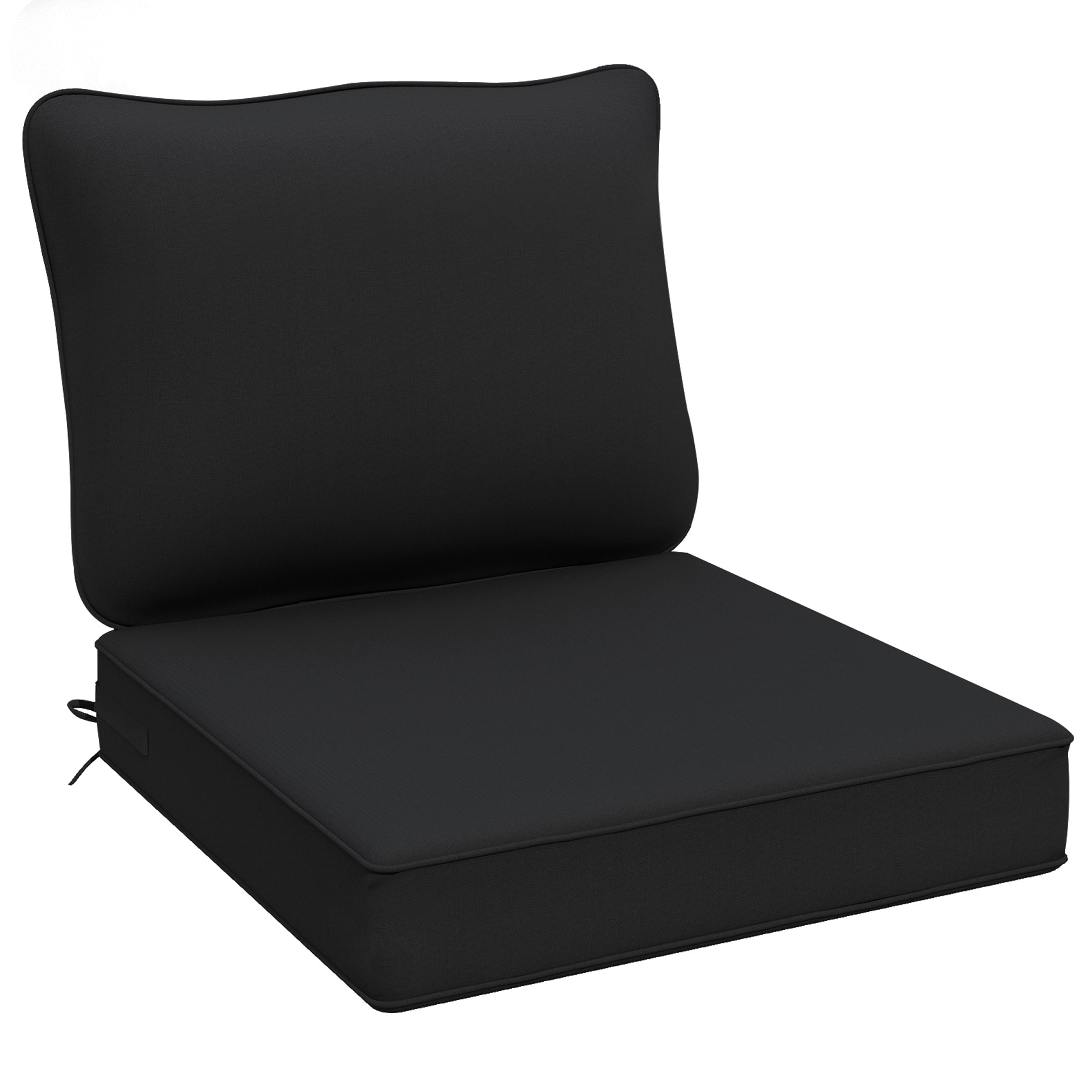 AAAAAcessories LSPC-SF-2424-HEI 24-in x 24-in 2 -Piece Black Deep seat patio chair cushion