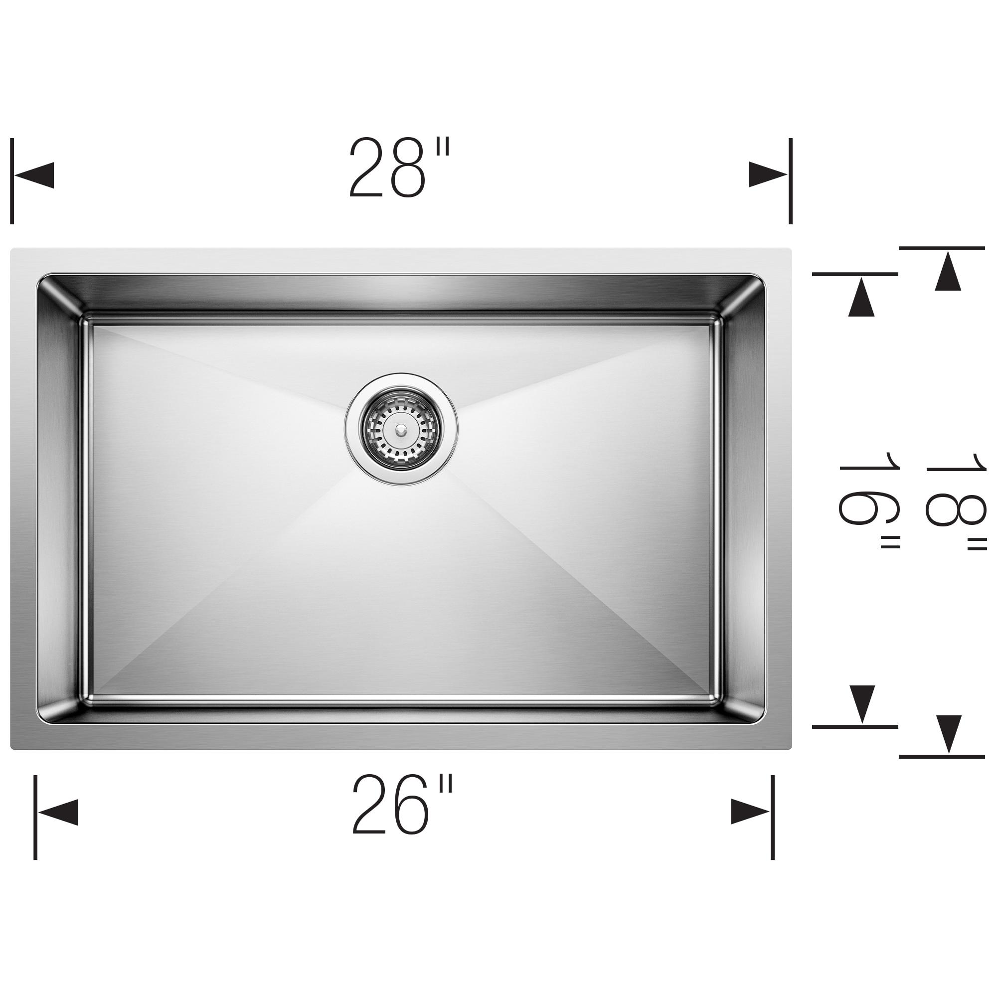 BLANCO Quatrus Undermount 28-in x 18-in Refined Brushed Single 