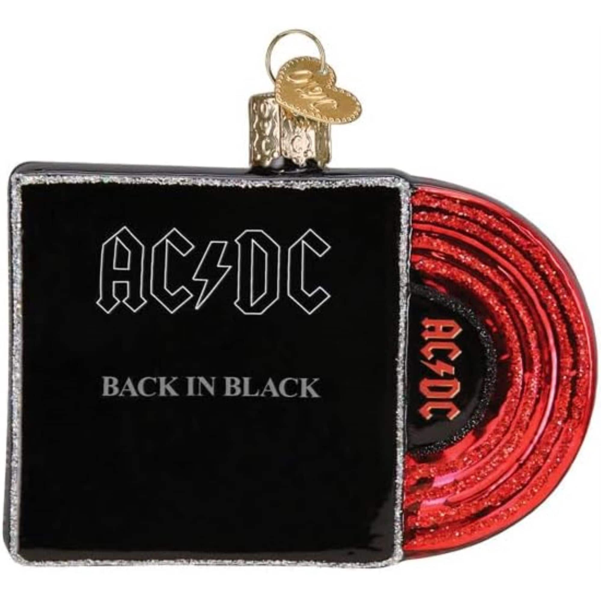 Old World Christmas 729343380722 Blown Glass Ornament for Christmas Tree - Back In Black Album Cover
