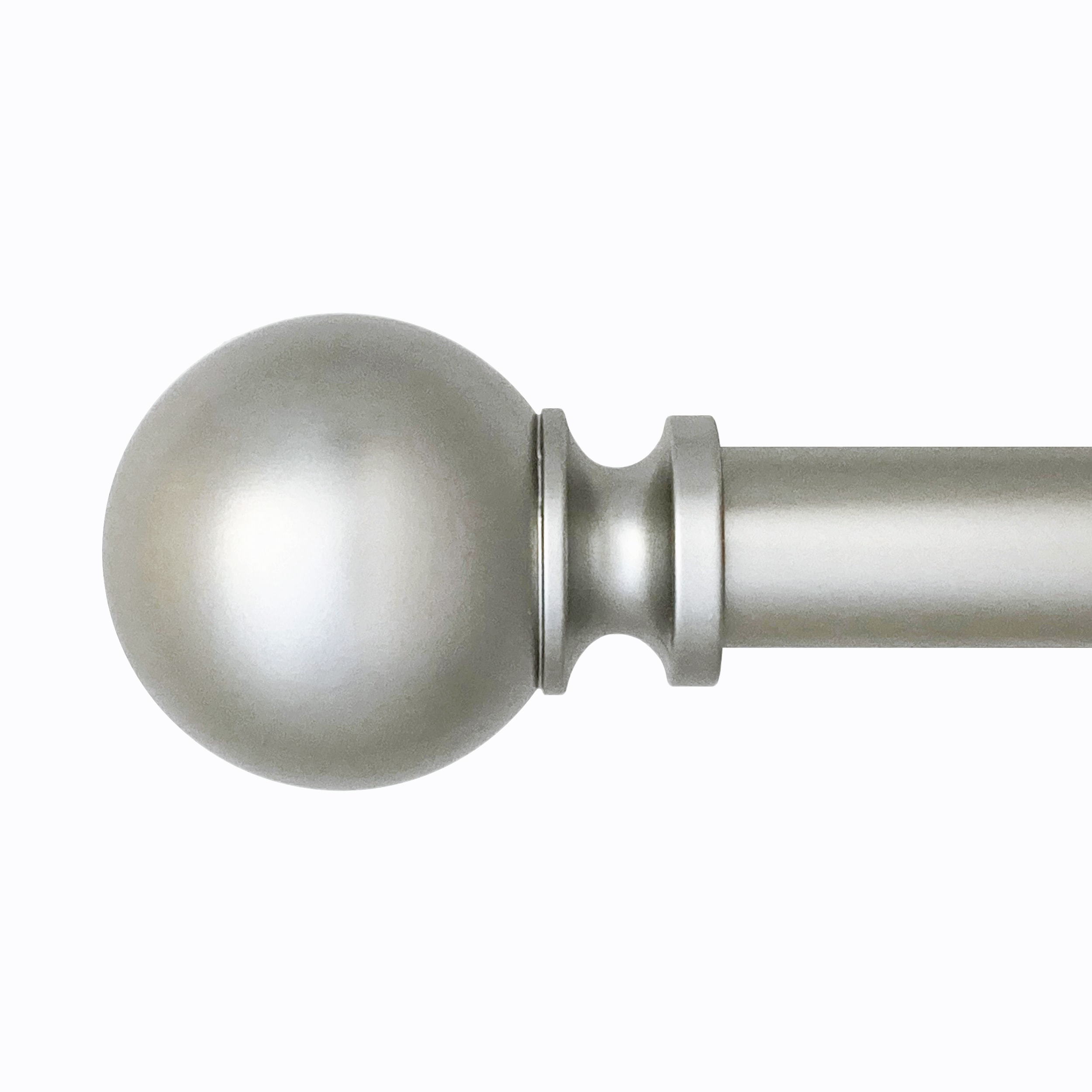 Adjustable Nickel Curtain Rod with Finial 36-72 Inches