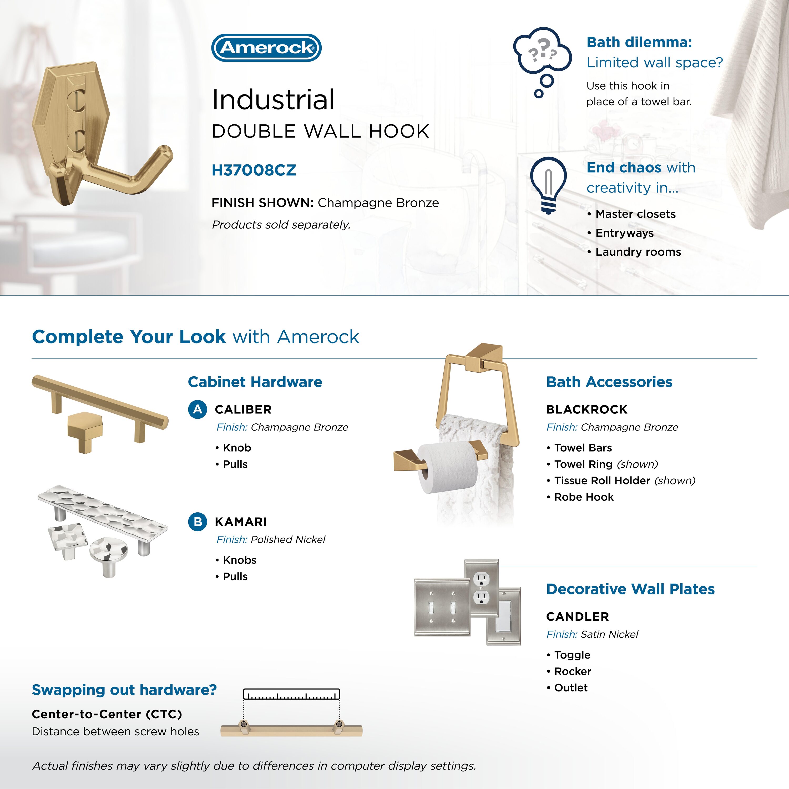 Amerock H37008CZ Decorative-Wall-Hooks - View #6