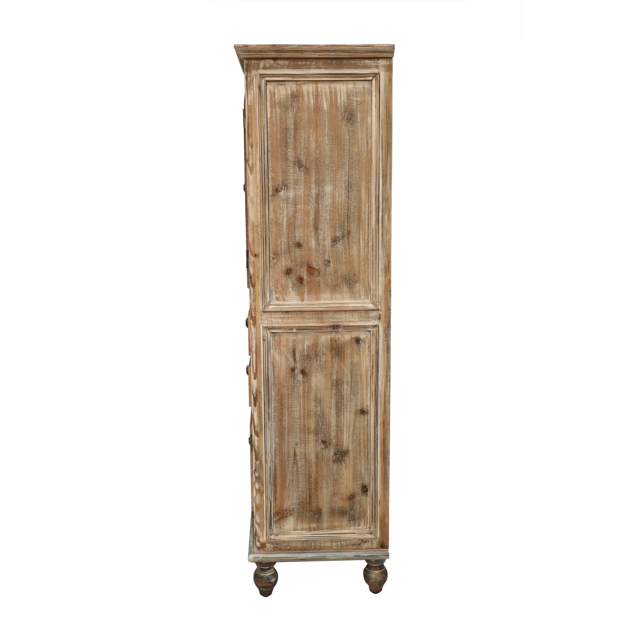 Wooakway 59.1-in Farmhouse Tall Storage Cabinet with 2 Drawers and Glass Door Rustic Narrow Linen Cabinet for Bathroom Hallway and Living Room