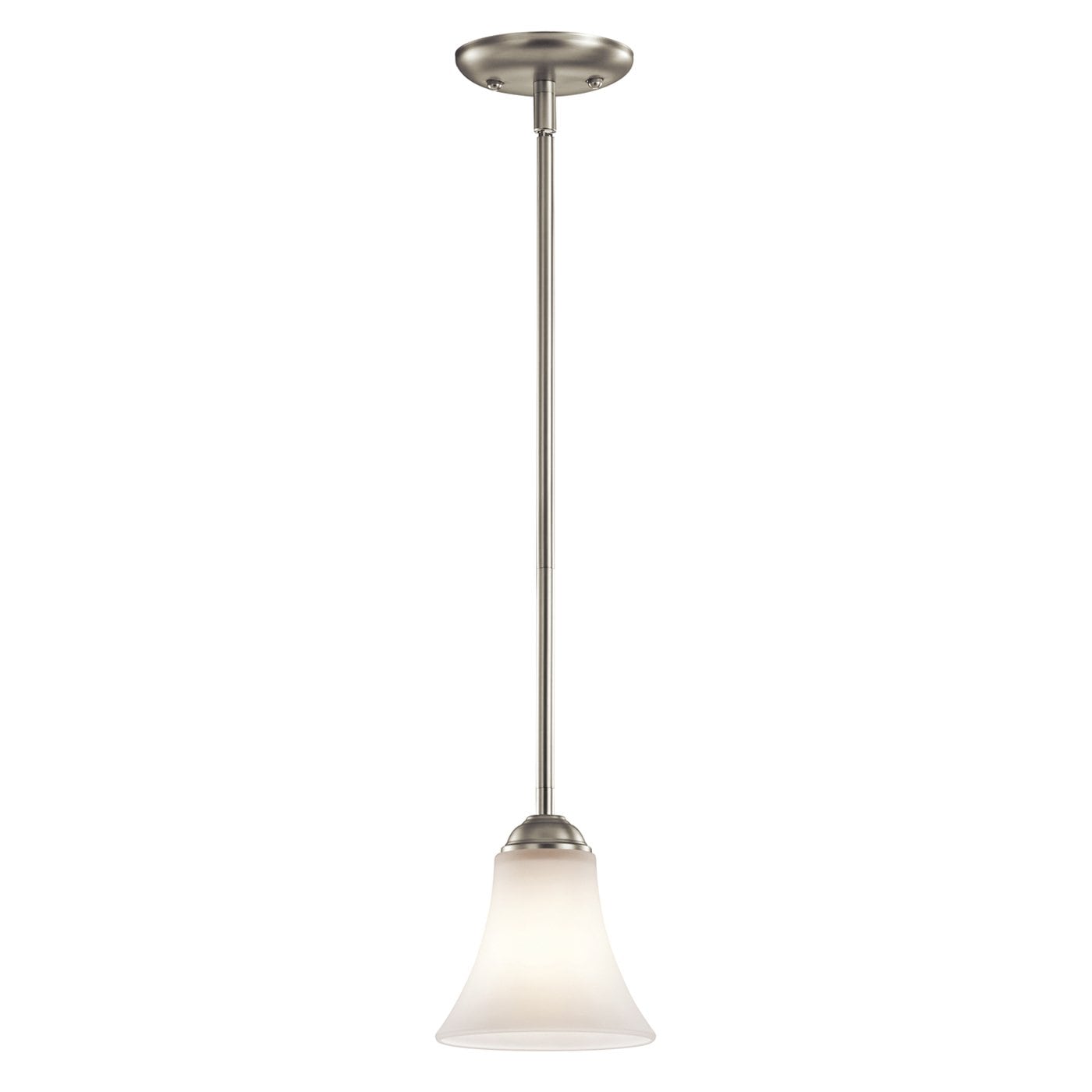 Kichler 43511NI Keiran Brushed Nickel Transitional Etched Glass Bell Mini Hanging Mini