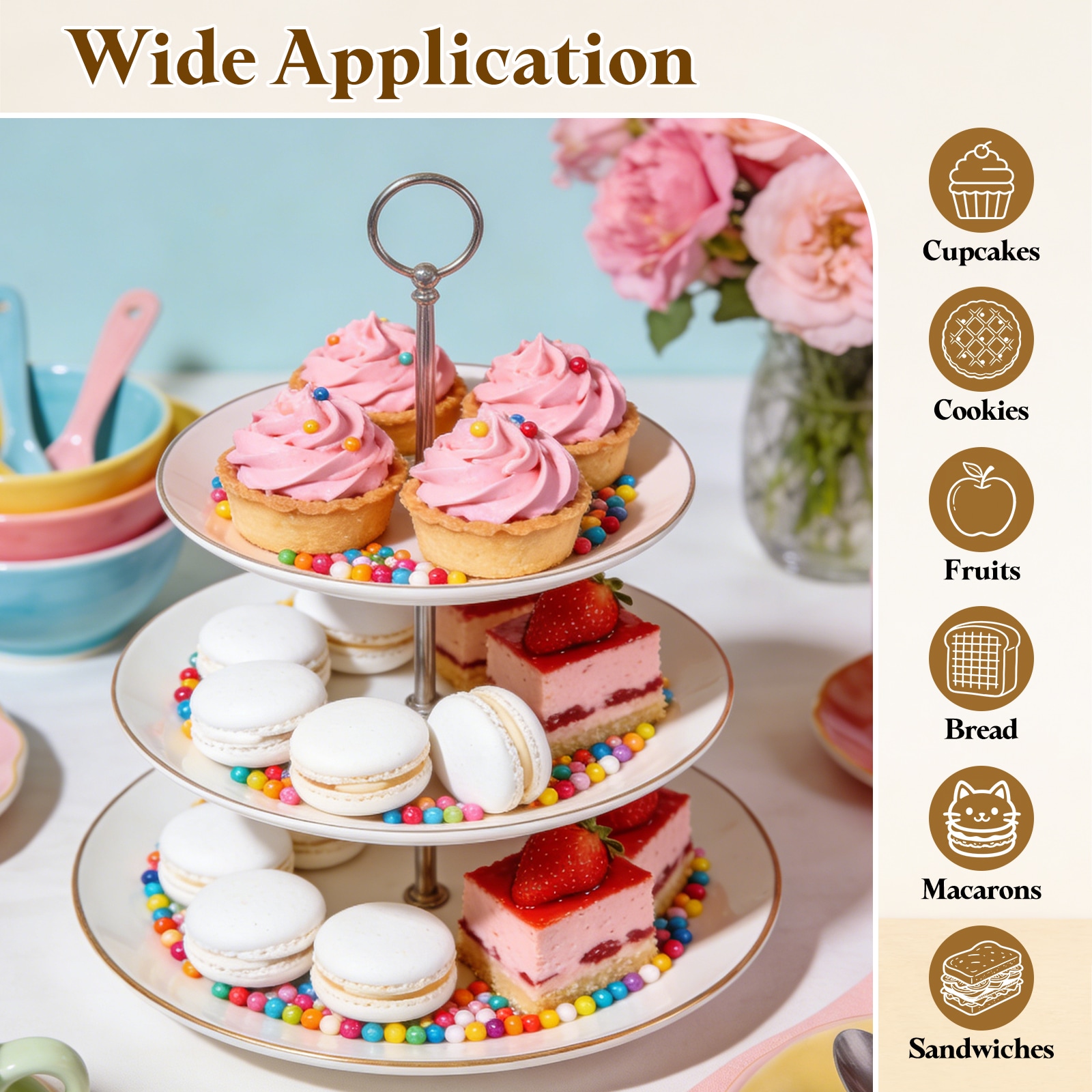 Unique Bargains 1 Set Cake Stand Hardware Kit 3 Tier Cupcake Stand ...