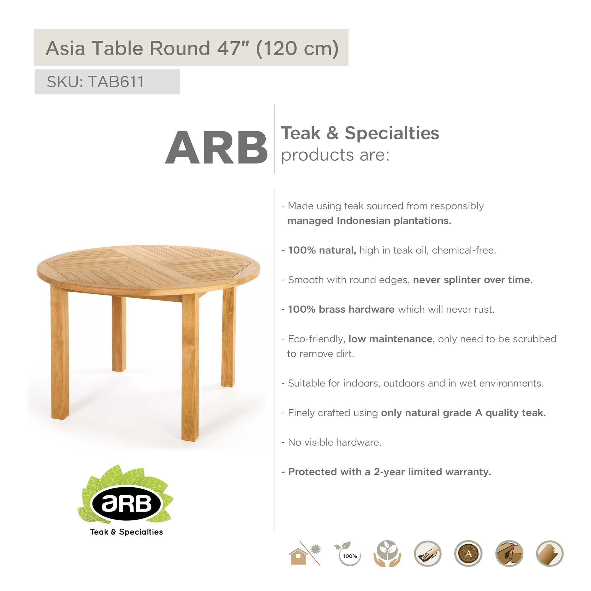 ARB Teak & Specialties TAB611 Patio-Tables - View #15