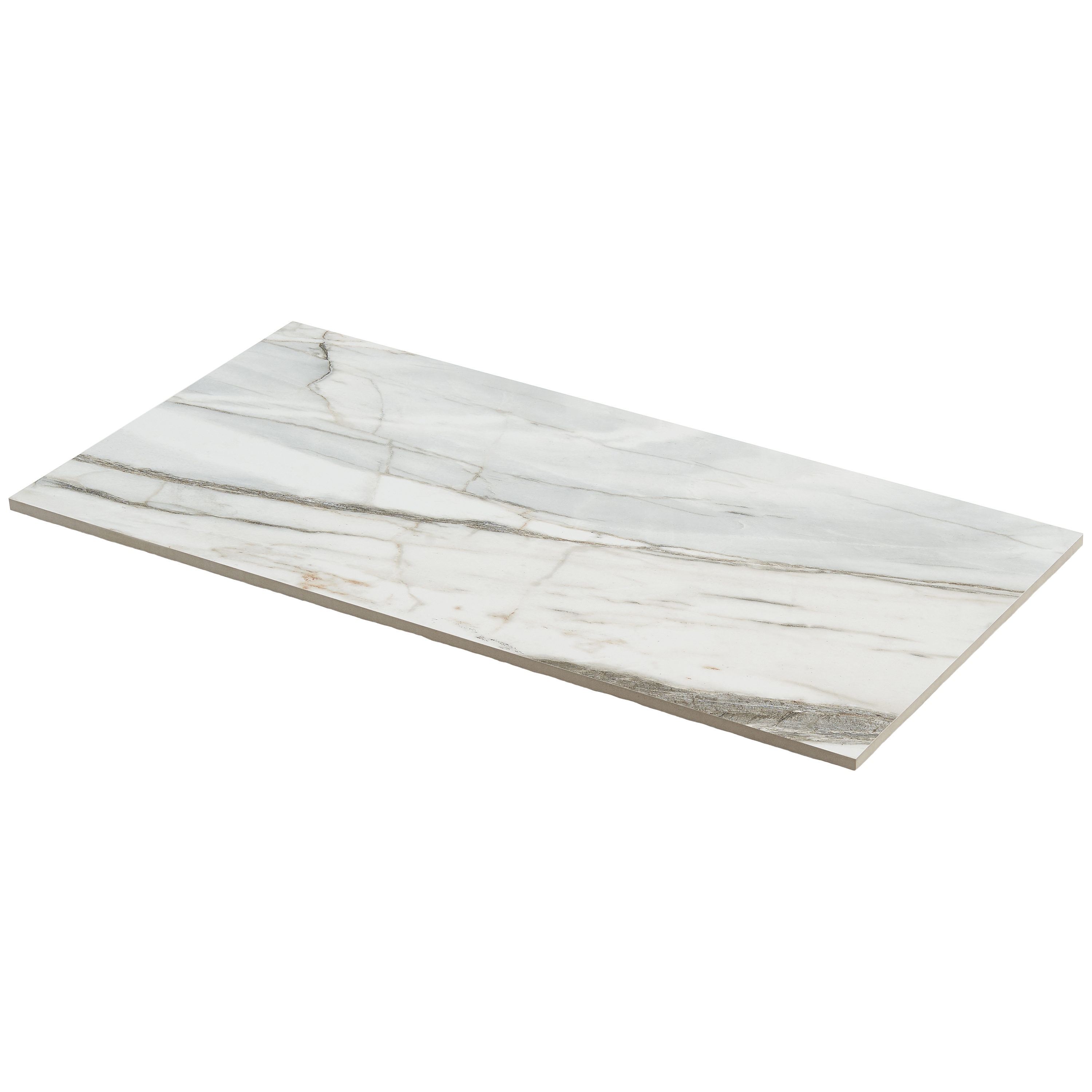 Enigma 24" Rectangular Matte White Porcelain Marble Look Tile