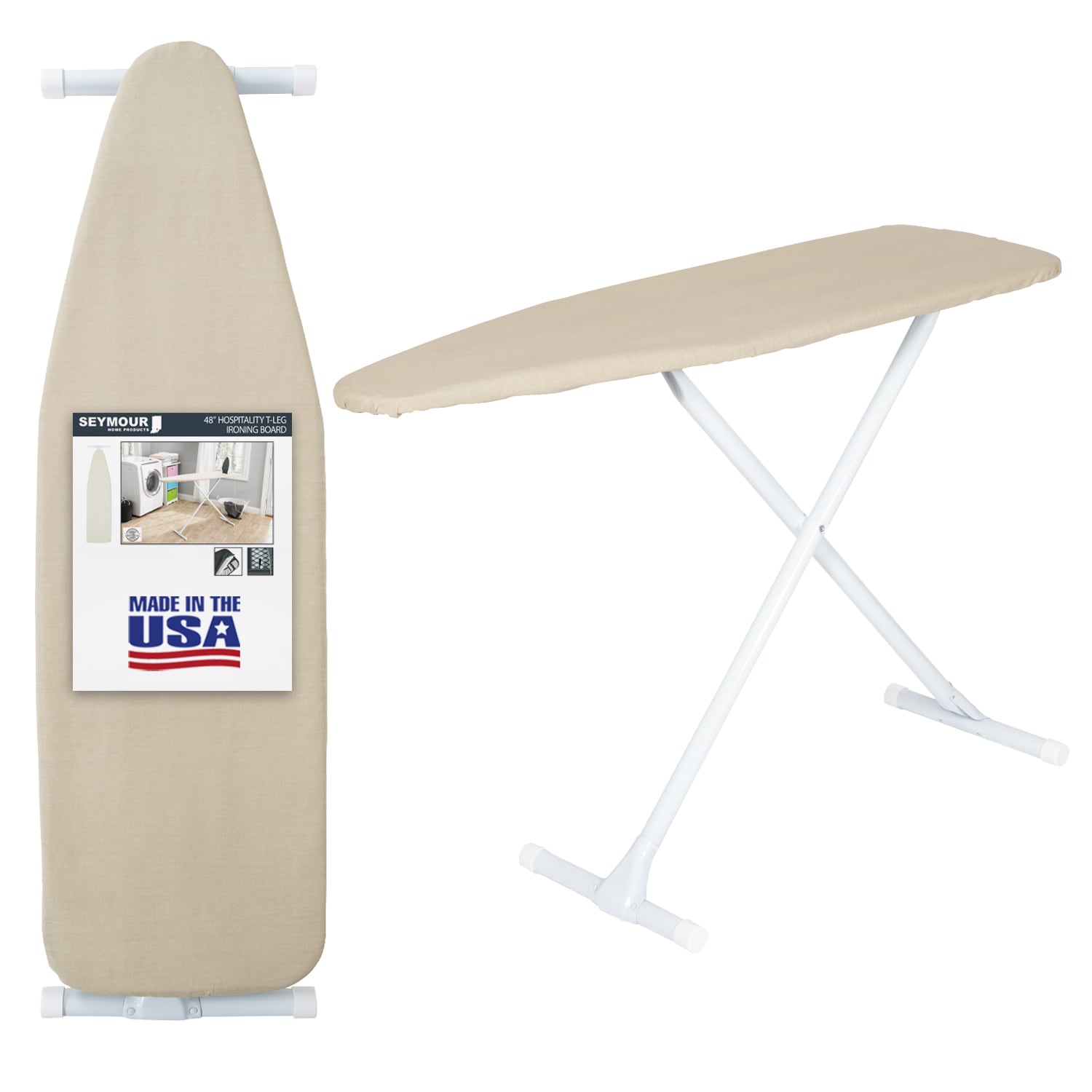 SEYMOUR HOME PRODUCTS 8144210 Off-white Freestanding Folding ironing board ( 48-Inches x 14.26-Inches x 3.25-Inches )