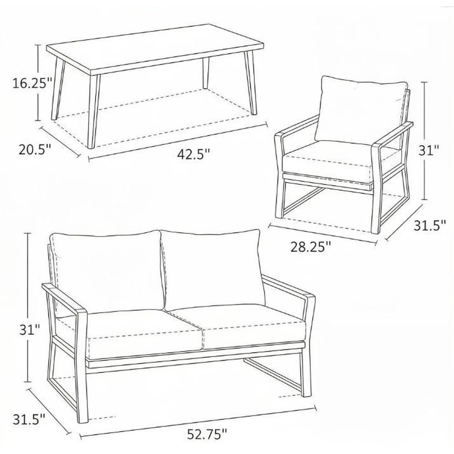 BBabe EO8QKZU903R6 Patio-Conversation-Sets - View #6