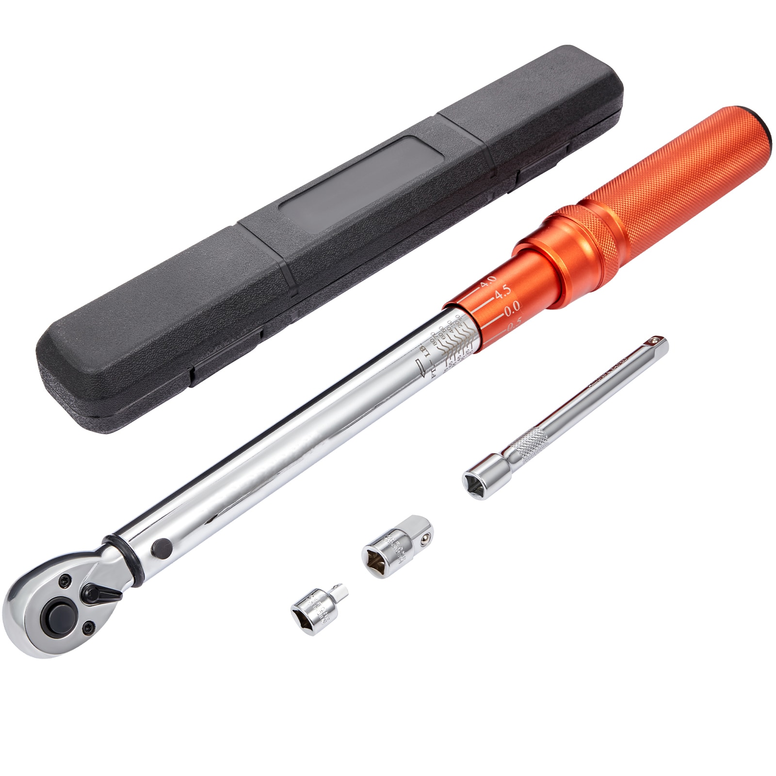 VEVOR SCDJSNLBSKDS03706V0 Torque Wrench  3/8-inch Drive Click Torque Wrench 10-80ft.lb/14-110n.m  Dual-Direction Adjustable Torque Wrench Set  Mechanical Dual Range Scales Torque Wrench Kit with Adapters Extension Rod