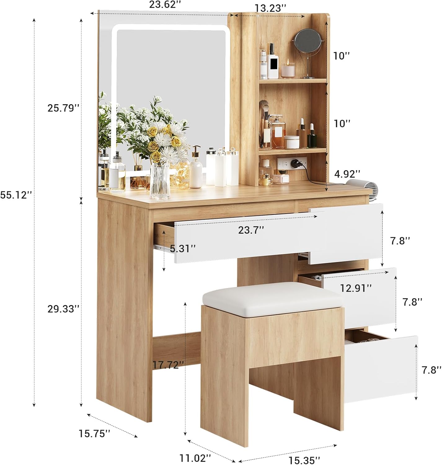Qeetex LHF-SZT-PHK-33JCC7DX Bedroom-Vanities - View #2