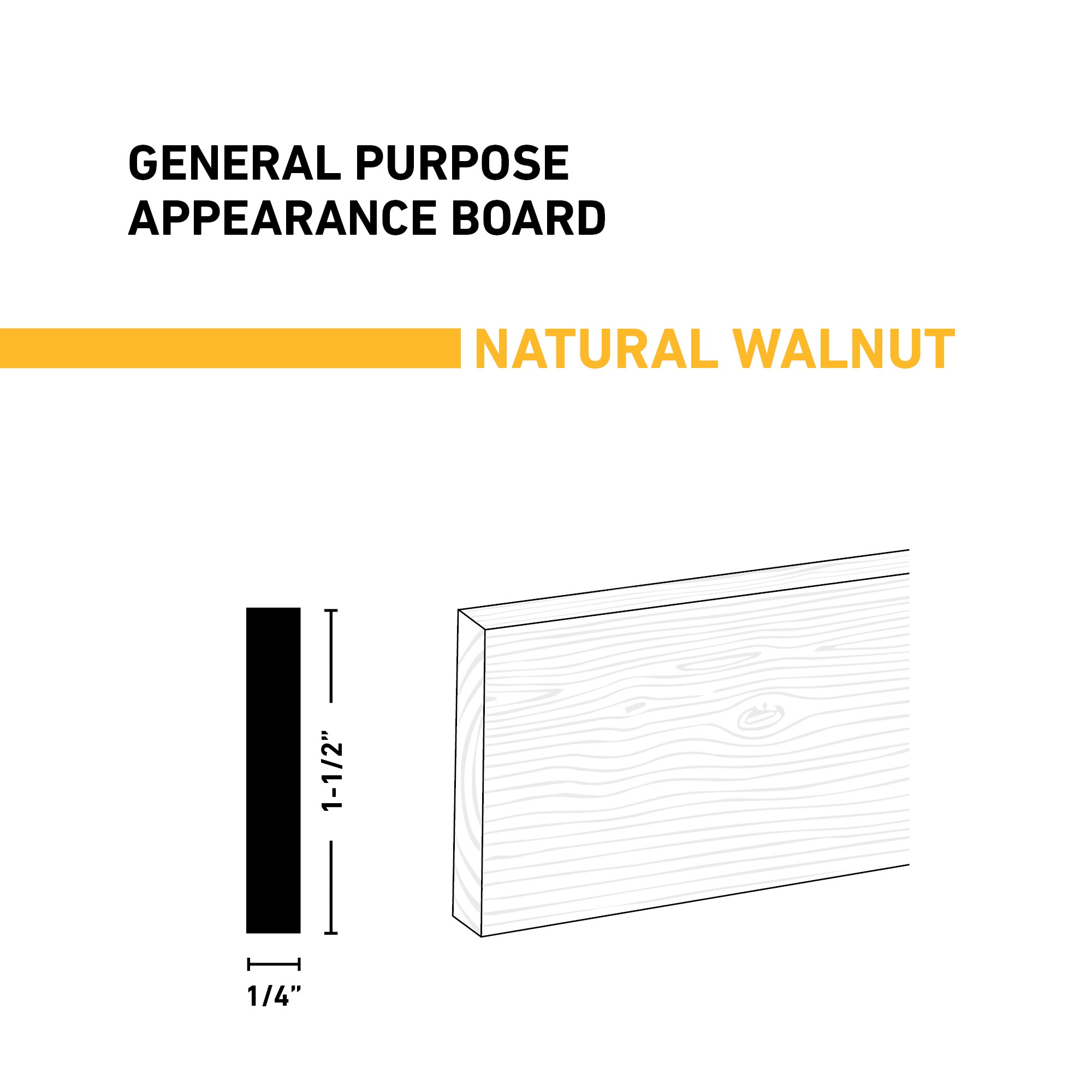 Ornamental Mouldings BRDNAT 1-4X2X2WALN Appearance-Boards - View #2