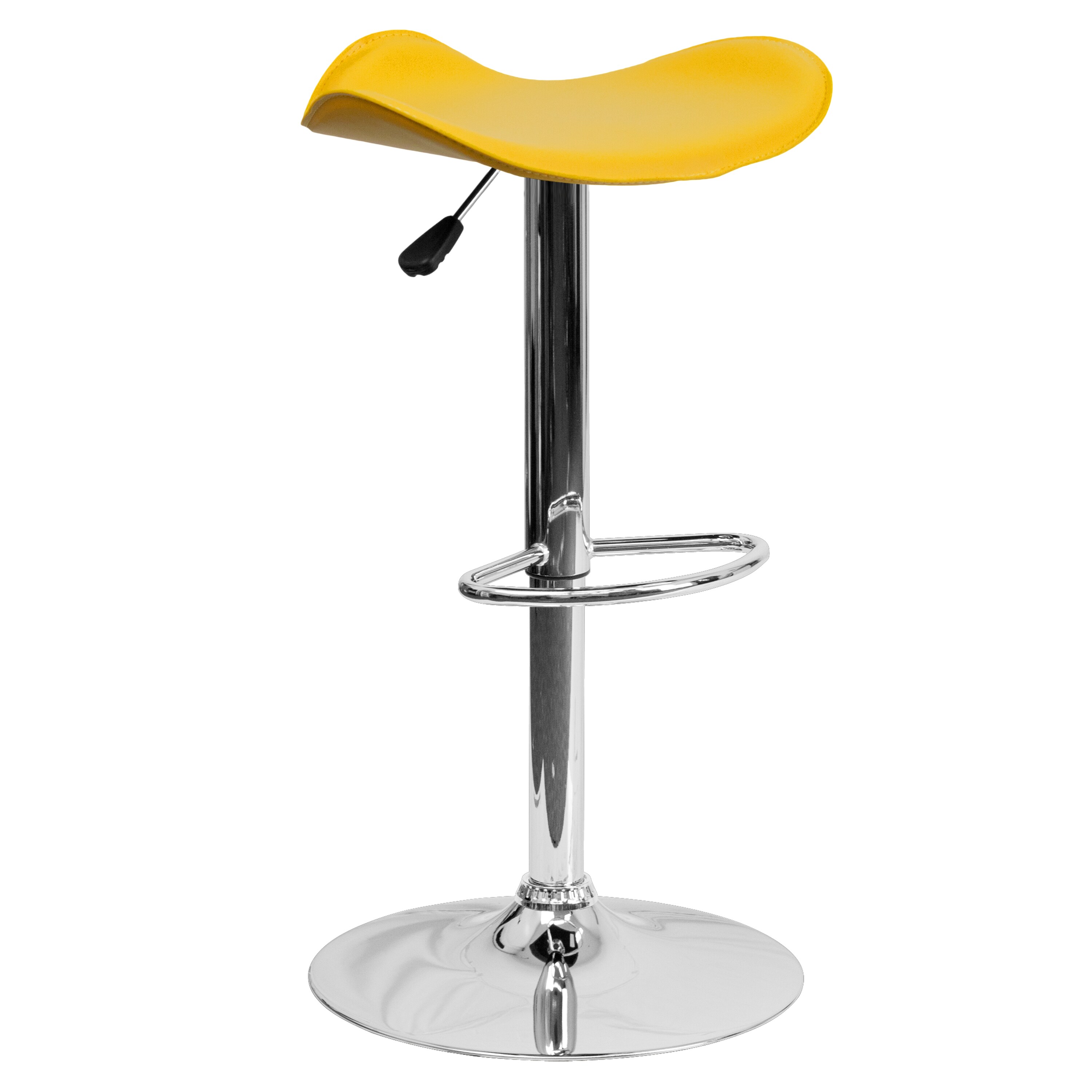 Flash Furniture 847254066877 Yellow 23.75-in H Adjustable Height Short Saddle seat Upholstered Swivel Metal Bar Stool